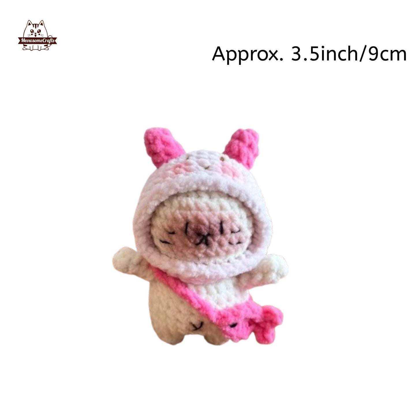 Handmade Finished Crochet Knitted Cat Wearing Animal Hoods Hats Keychain Pendant | Finished Knitted Animal