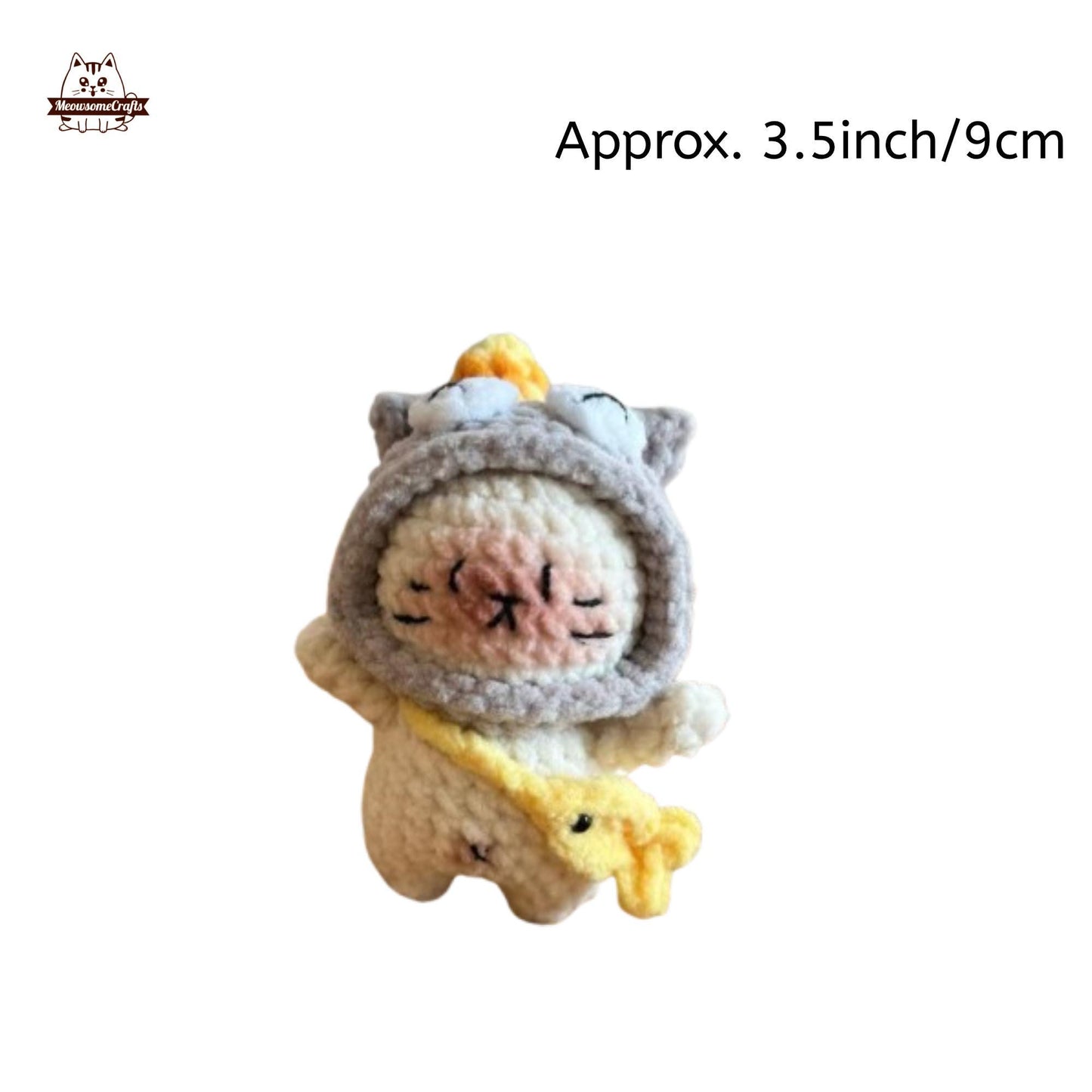 Handmade Finished Crochet Knitted Cat Wearing Animal Hoods Hats Keychain Pendant | Finished Knitted Animal - C