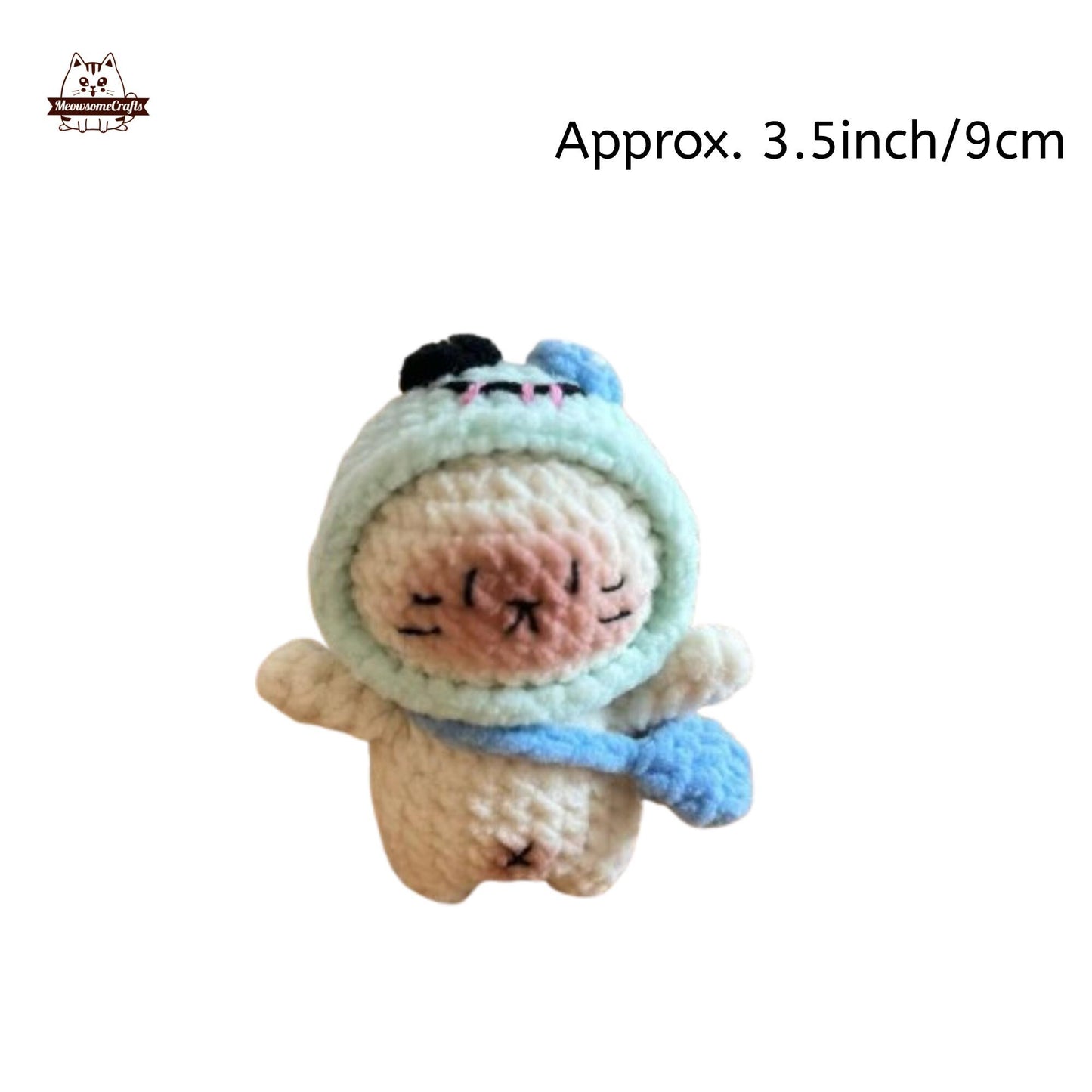 Handmade Finished Crochet Knitted Cat Wearing Animal Hoods Hats Keychain Pendant | Finished Knitted Animal