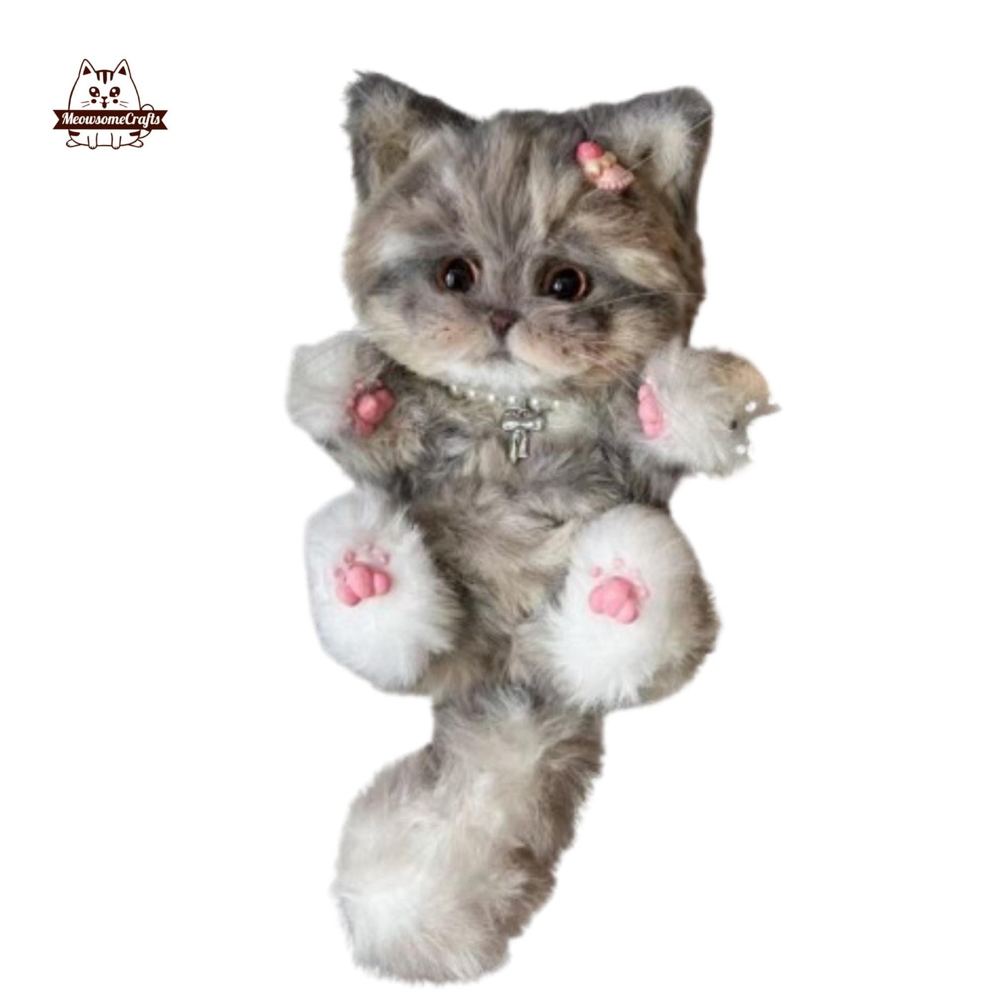 Handmade Chenille Stems Custom Cat Keychain Bag Ornament | Pet Memorial Gift - B