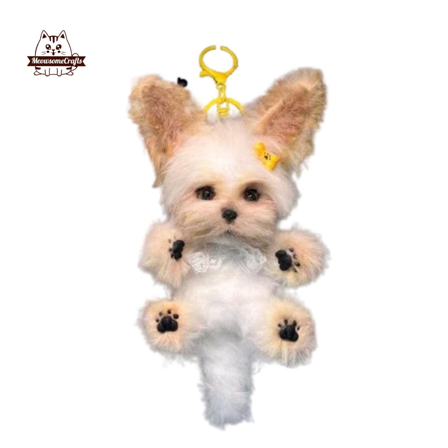 Handmade Chenille Stem Custom Dog Keychain Bag Ornament | Puppy Replica Figurine Memorial Gift - B
