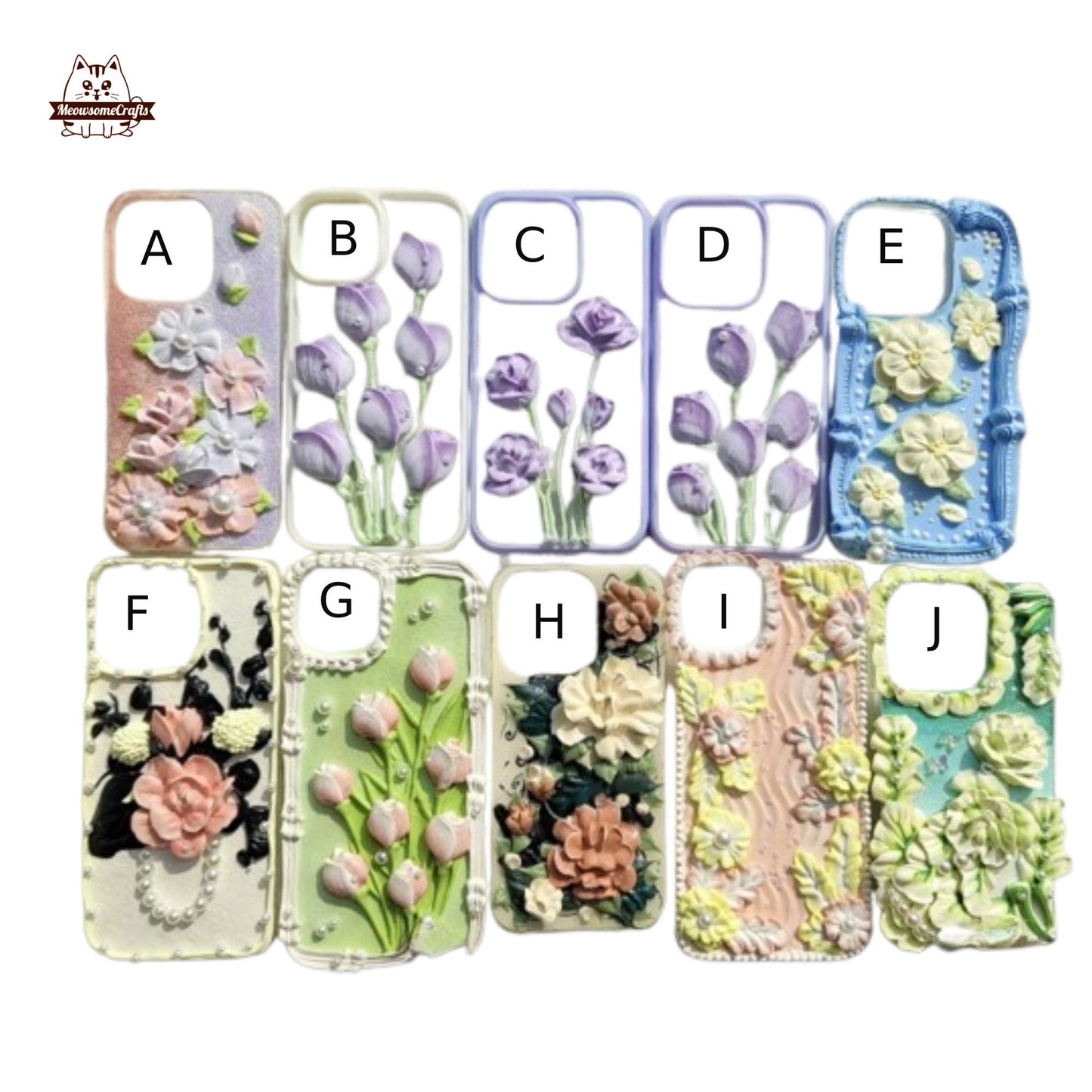 Finished Handmade Decoden Phone Cases | Kawaii Flowers Tulips Lilies Daisies Charms | Samsung Android iPhone Cases