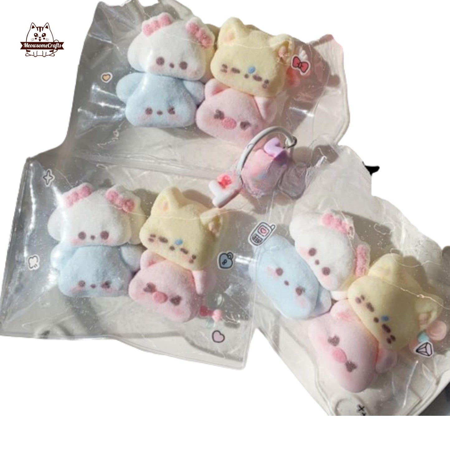 Kawaii Furry Rabbit Bear Cat Pig Faces Animal Handmade Squishy Fidget Toy