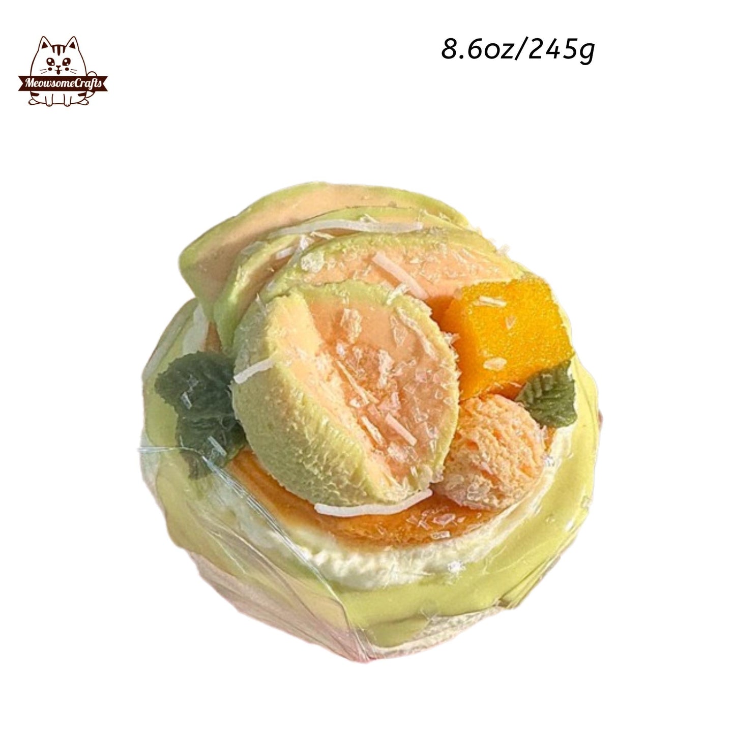 Soft Melon Fruit Cake Dessert Food Taba Squishy Squeezable Anxiety Stress Relief Sensory Fidget Toys - A - Squishy