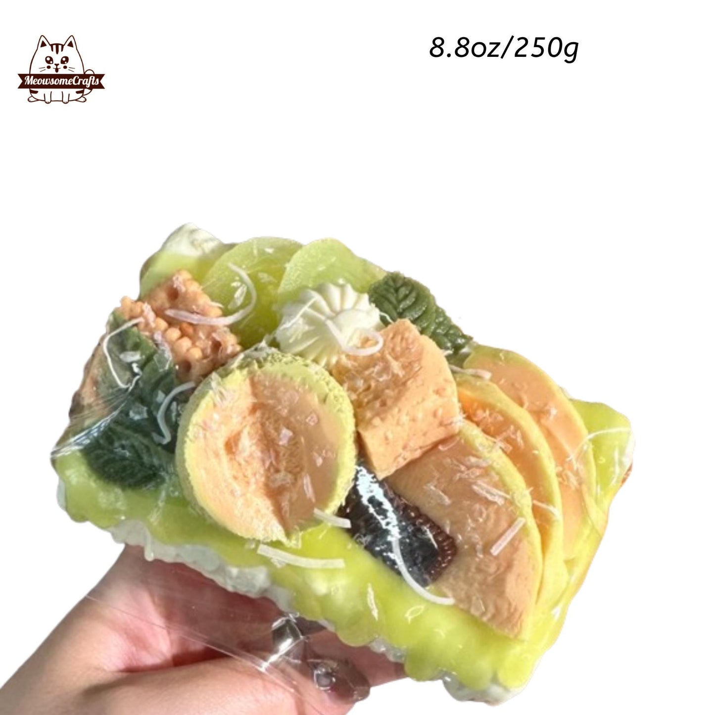 Soft Melon Fruit Cake Dessert Food Taba Squishy Squeezable Anxiety Stress Relief Sensory Fidget Toys - B - Squishy