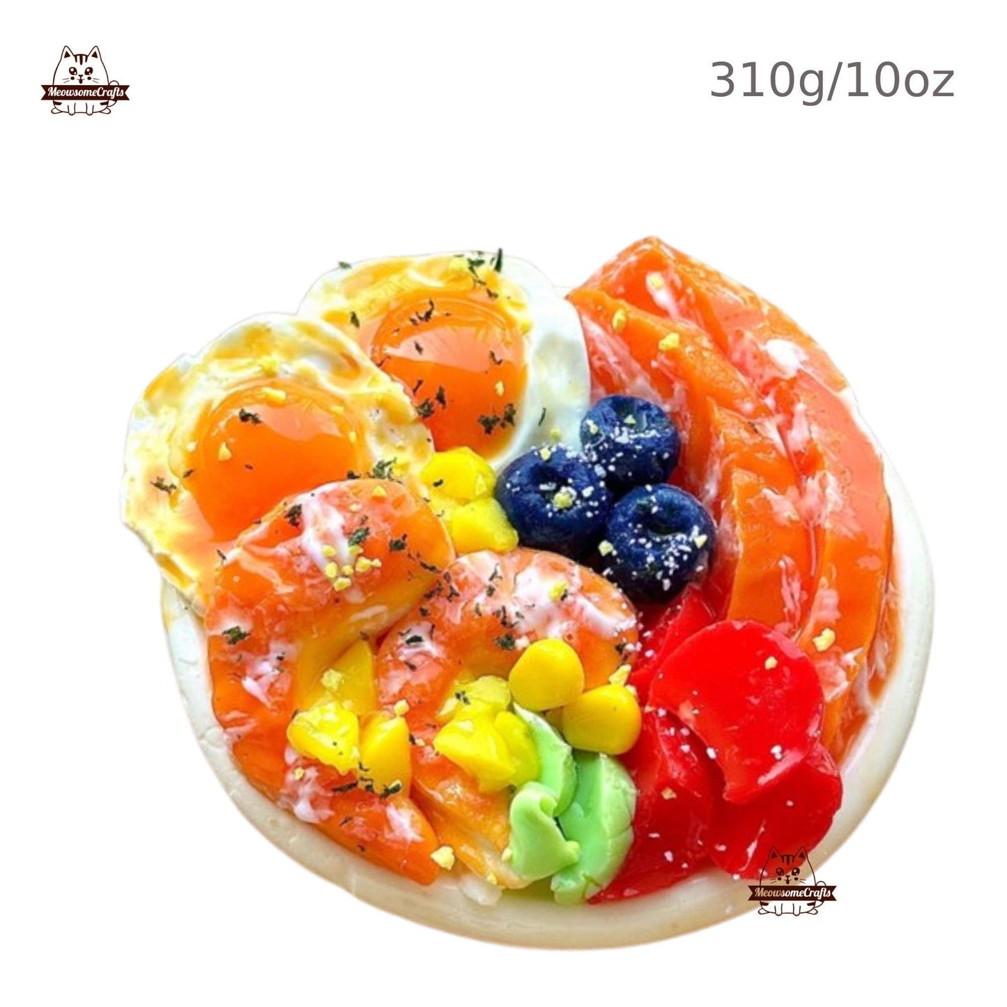 Handmade Salad Egg Salmon Blueberry Food Squishy Squeezable Anxiety Stress Relief Sensory Fidget Toy - Squishy