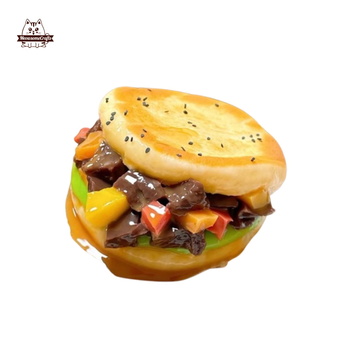 Cute Taba Squishy Roujiamo Hamburger Food Squeezable Anxiety Stress Relief Sensory Fidget Toys