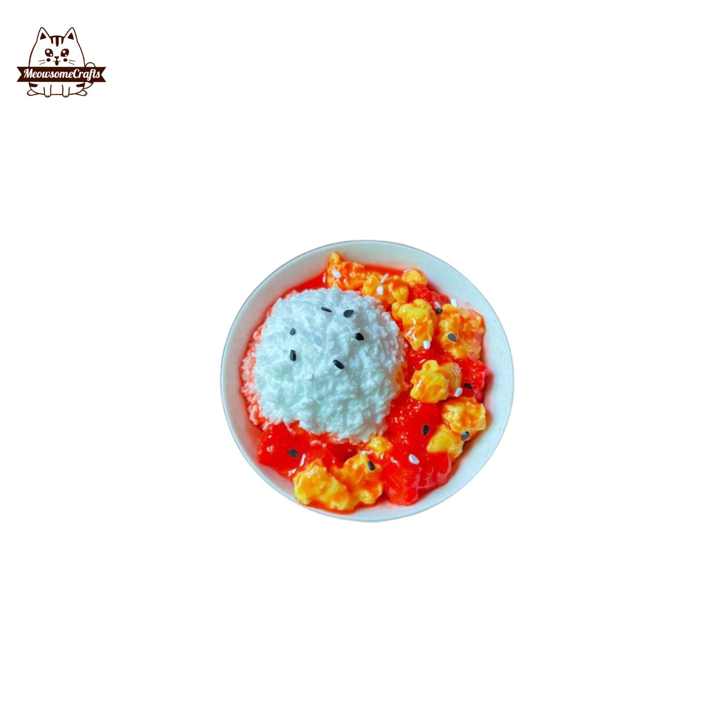 Tomato Fried Egg Rice Bowl Food Handmade Squishy Fidget Toy