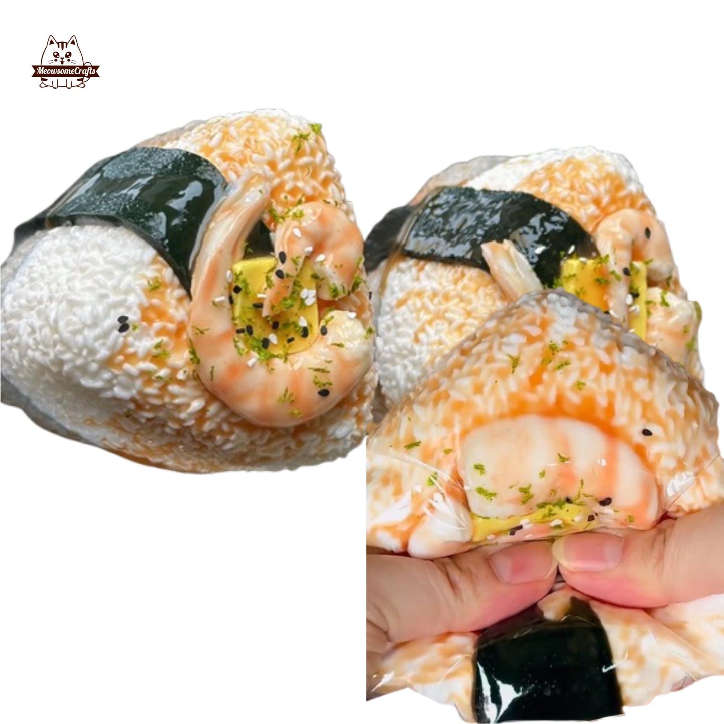 Shrimp Rice Ball Egg Yolk Taba Squishy Squeezable Anxiety Stress Relief Sensory Fidget Toy