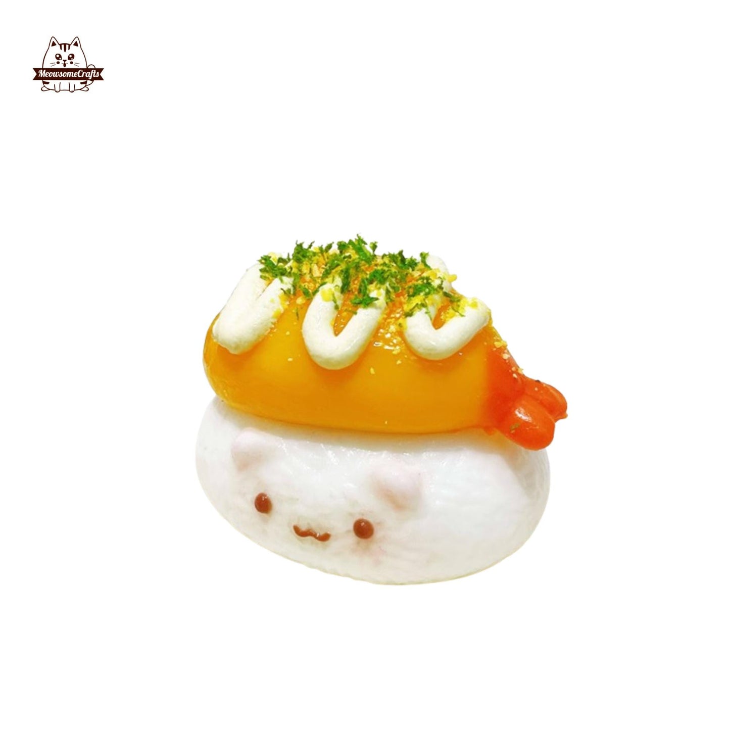 Cute Taba Squishy Cat face Salmon Shrimp Sushi Squeezable Anxiety Stress Relief Sensory Fidget Toys