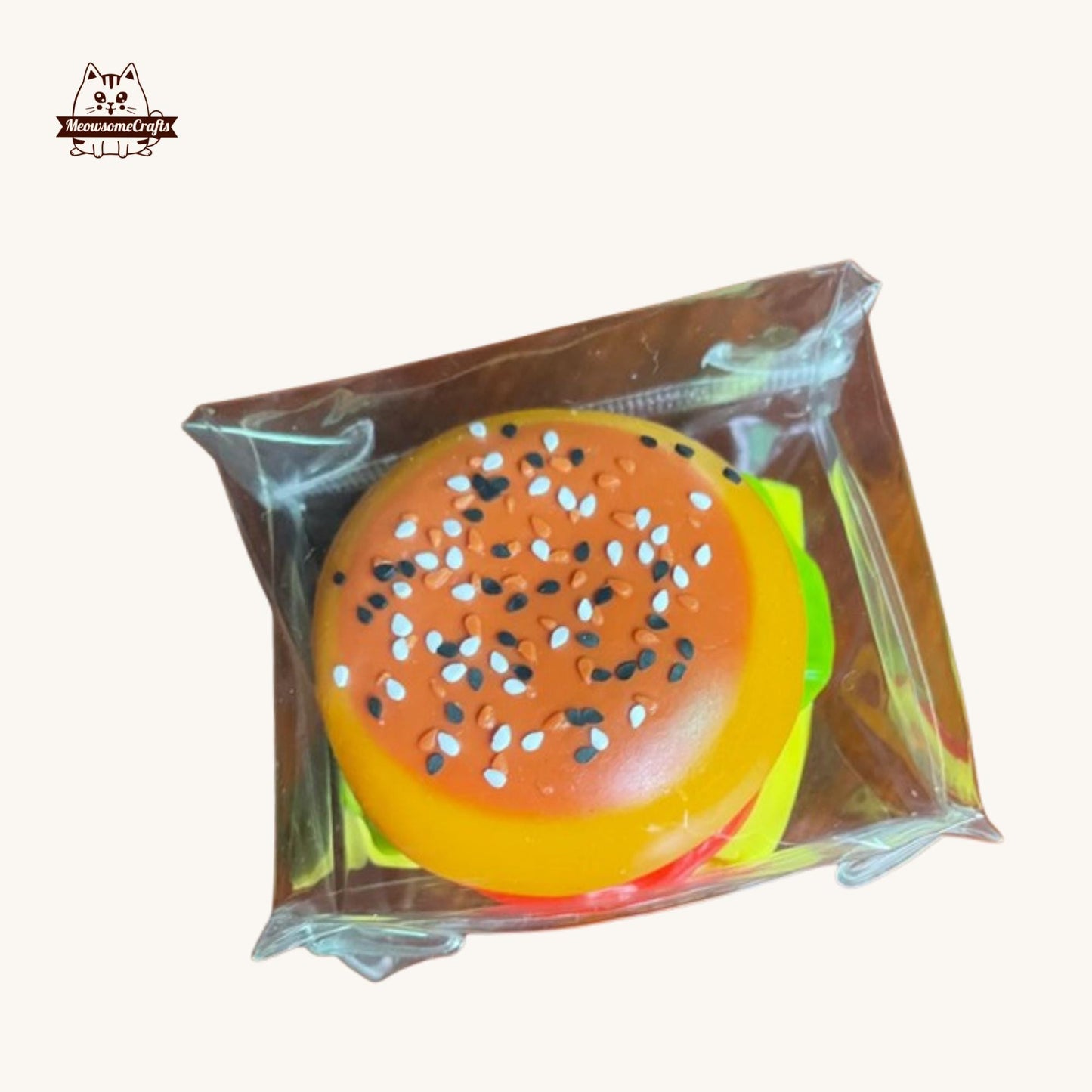 Handmade Cheeseburger Food Squishy Squeezable Anxiety Stress Relief Sensory Fidget Toy