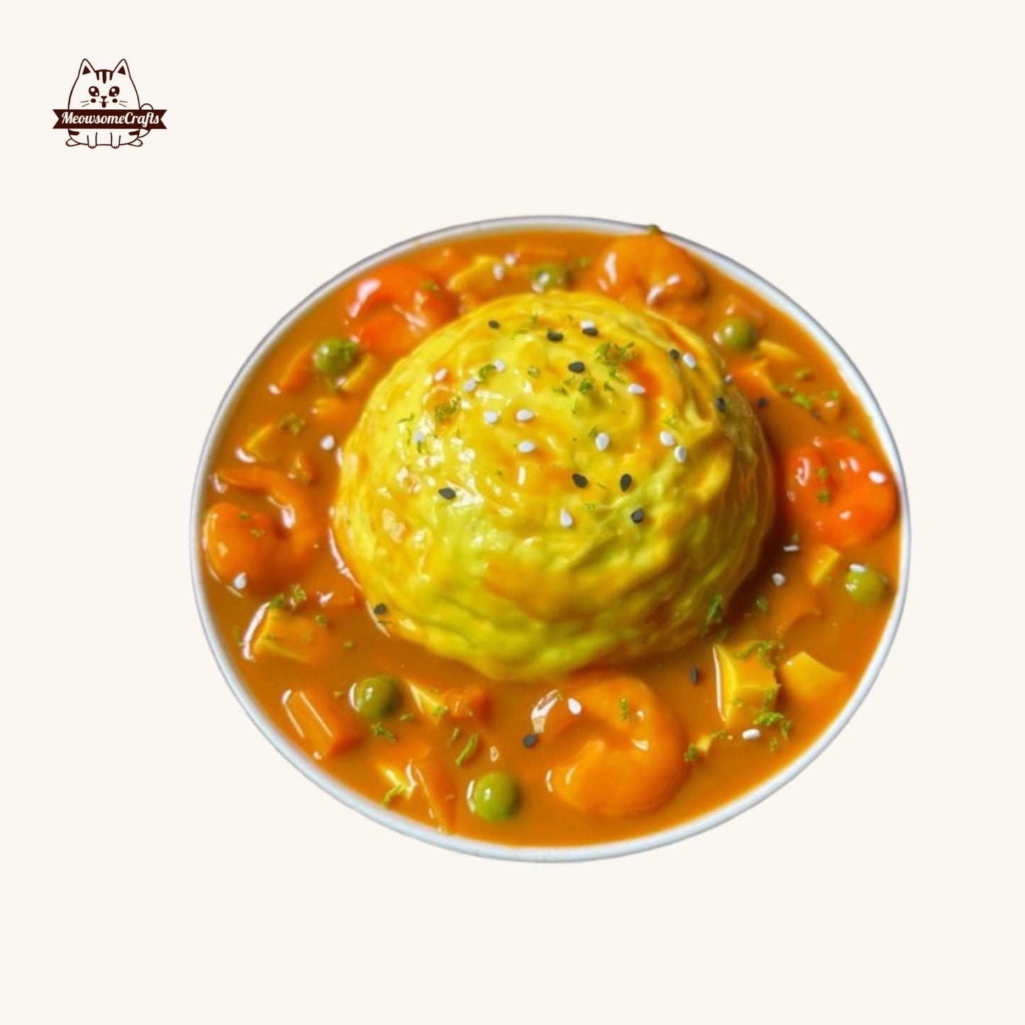 Handmade Curry Shrimp Egg Rice Food Squishy Squeezable Anxiety Stress Relief Sensory Fidget Toy
