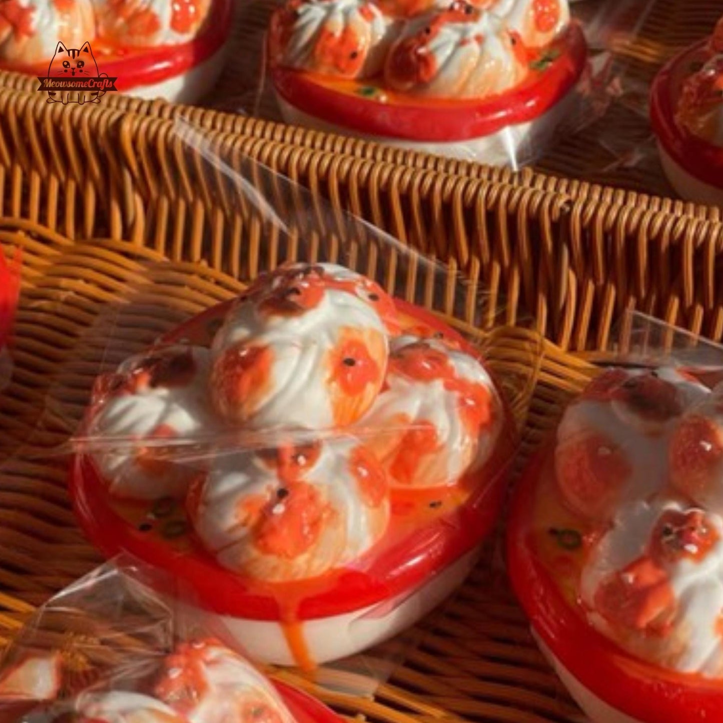 Handmade Spicy Red Sauce Buns Food Squishy Squeezable Anxiety Stress Relief Sensory Fidget Toys