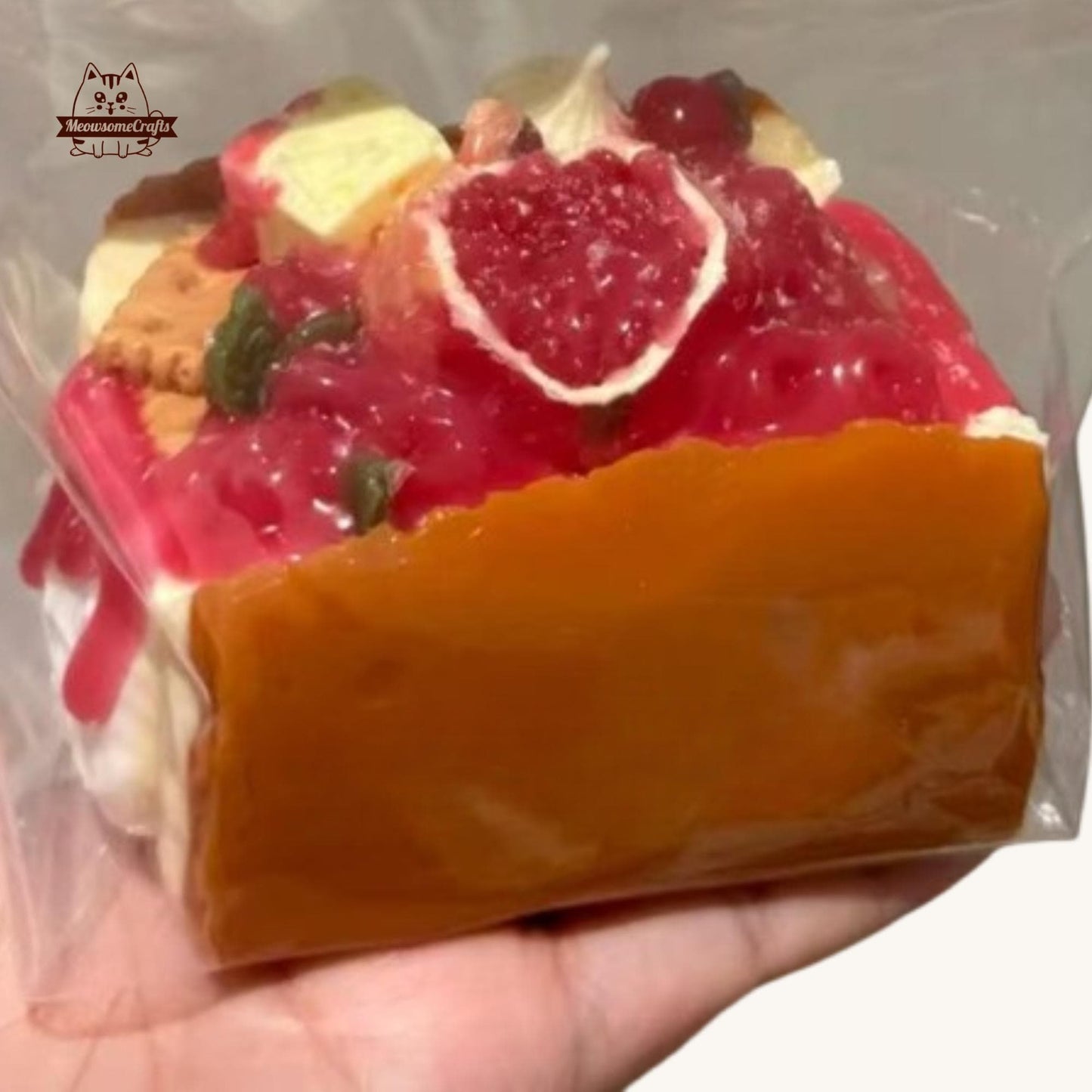 Handmade Pomegranate Cake Toast Food Squishy Squeezable Anxiety Stress Relief Sensory Fidget Toys