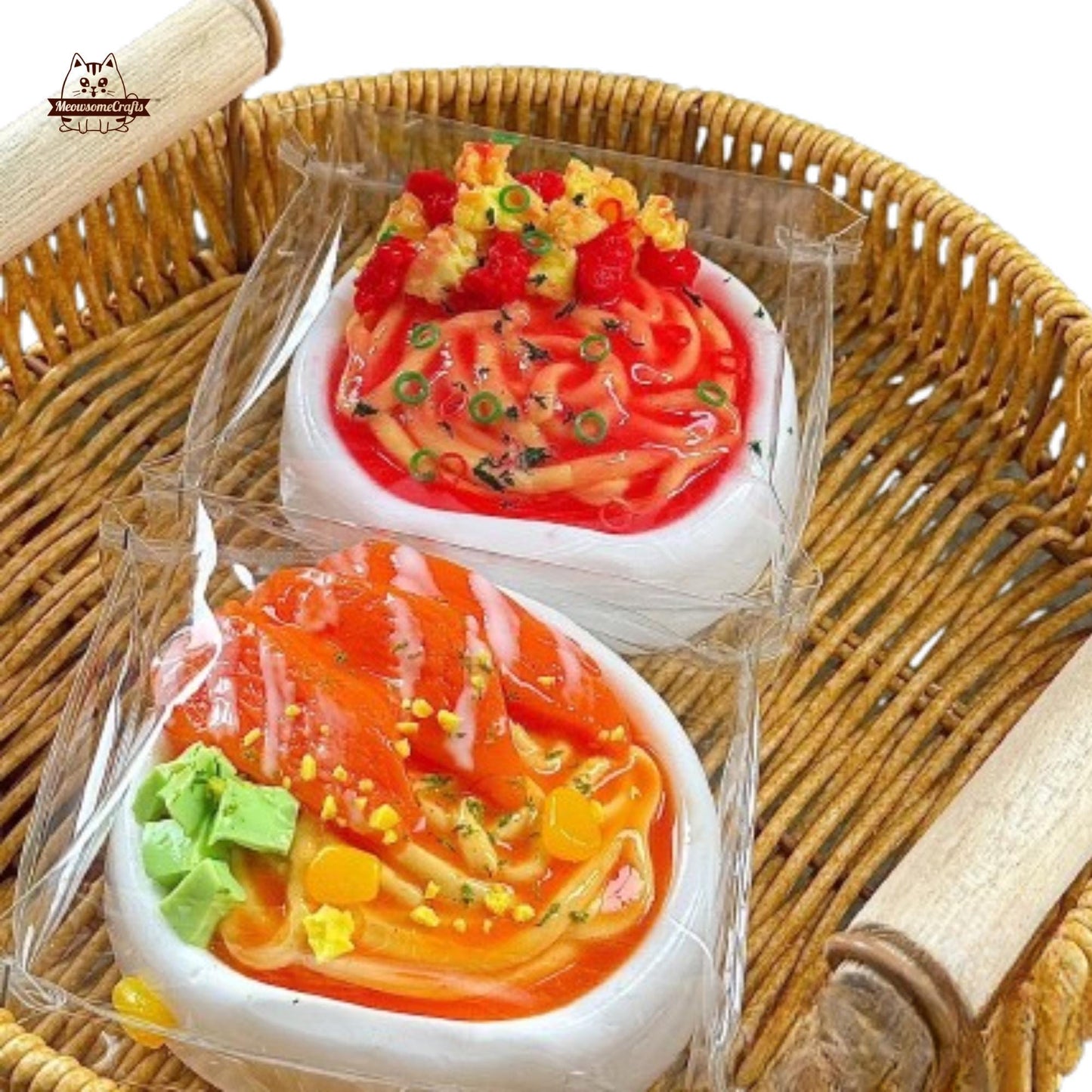 Salmon Tomato Egg Bowl Food Taba Squishy Squeezable Anxiety Stress Relief Sensory Fidget Toy