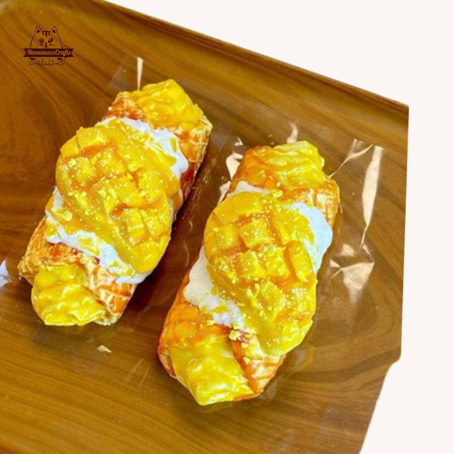 Soft Mango Cream Cake Roll Food Squishy Squeezable Anxiety Stress Relief Sensory Fidget Toys