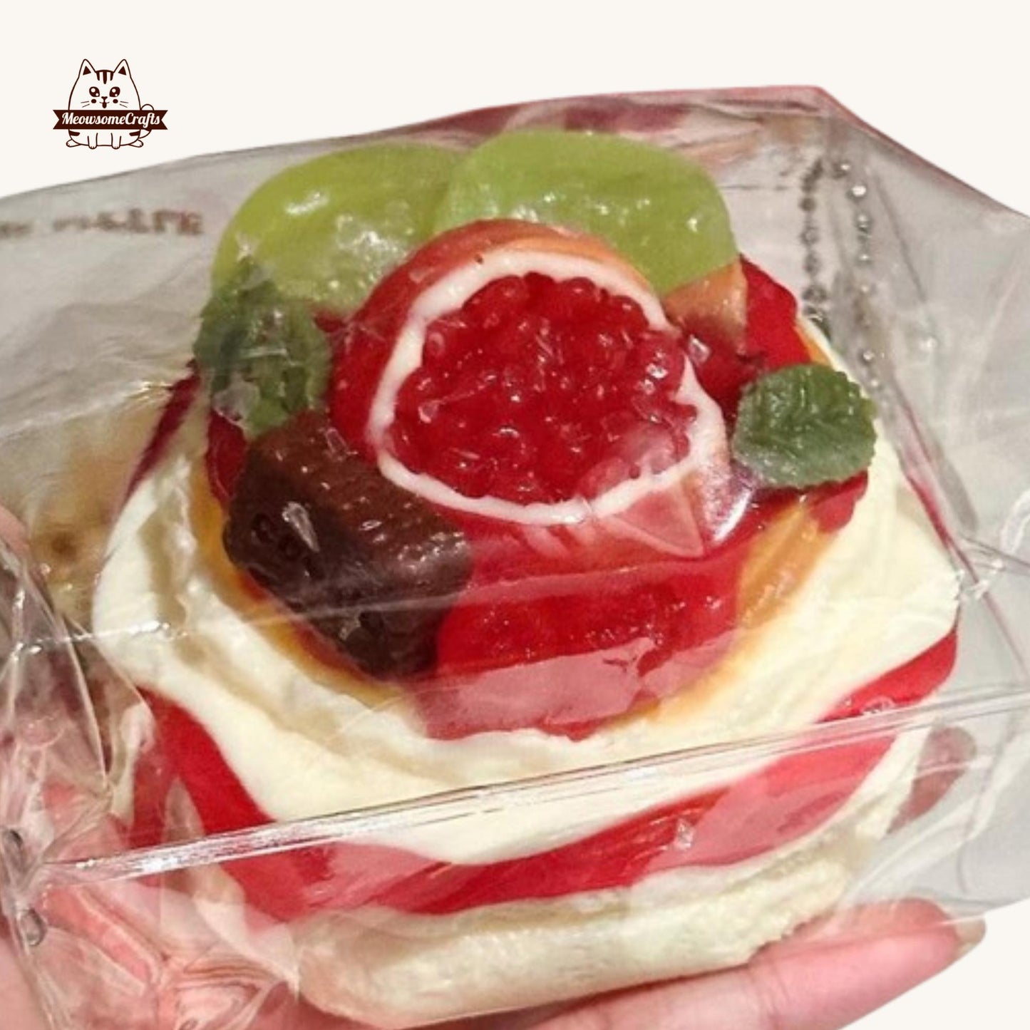 Handmade Pomegranate Cake Toast Food Squishy Squeezable Anxiety Stress Relief Sensory Fidget Toys