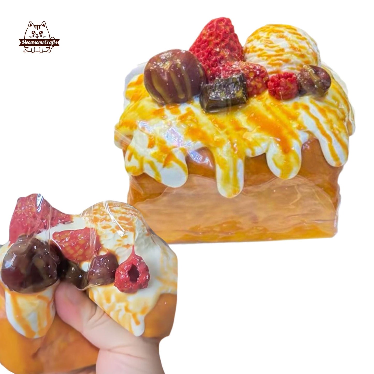Ice Cream Raspberry Strawberry Cake Dessert Food Squishy Squeezable Anxiety Stress Relief Sensory Fidget Toy