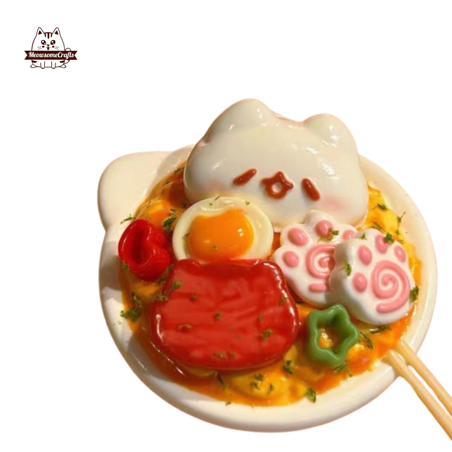 Kitty Cat Face Noodles Bowl Food Taba Squishy Squeezable Anxiety Stress Relief Sensory Fidget Toy
