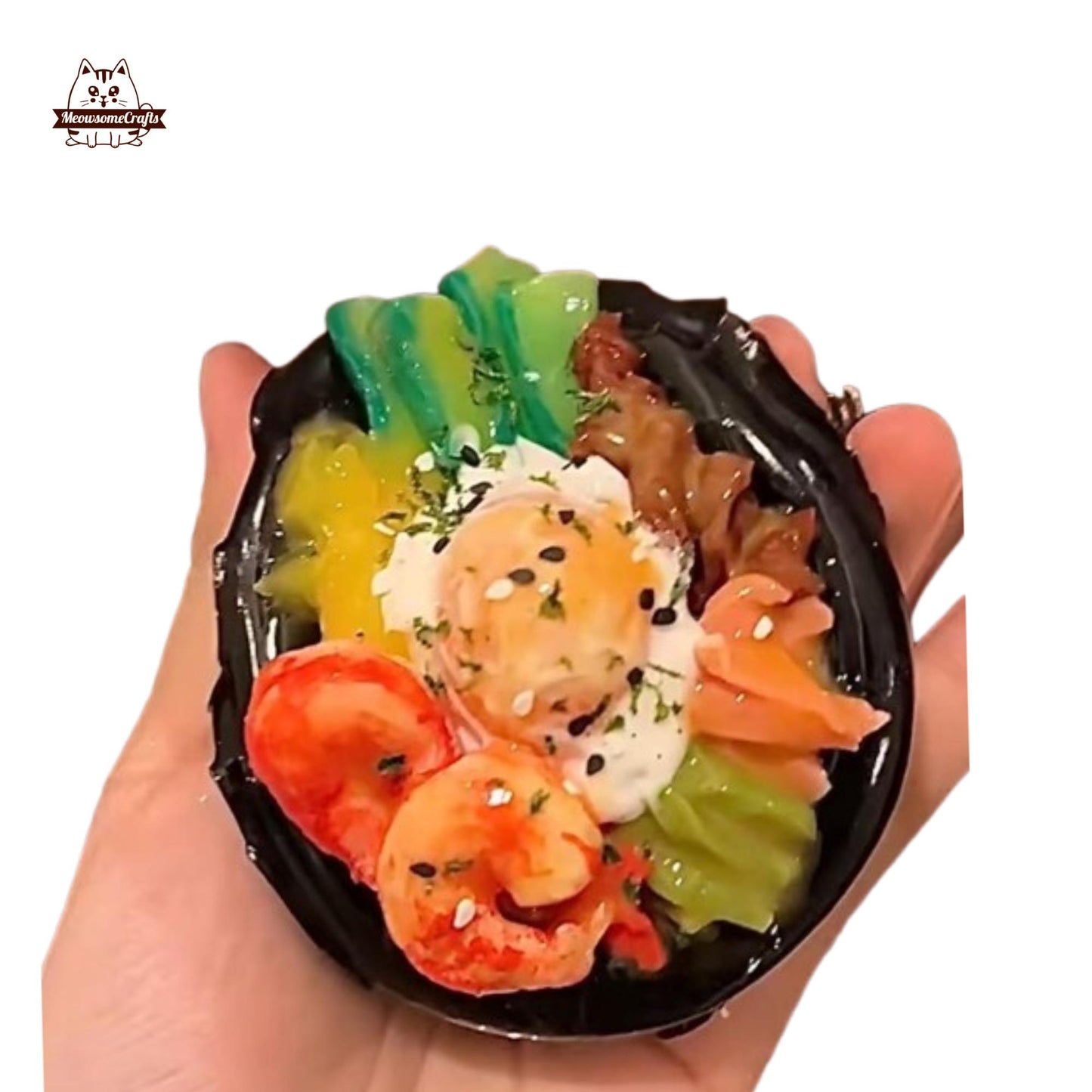 Shrimp Cucumber Egg Rice Bowl Food Taba Squishy Squeezable Anxiety Stress Relief Sensory Fidget Toy