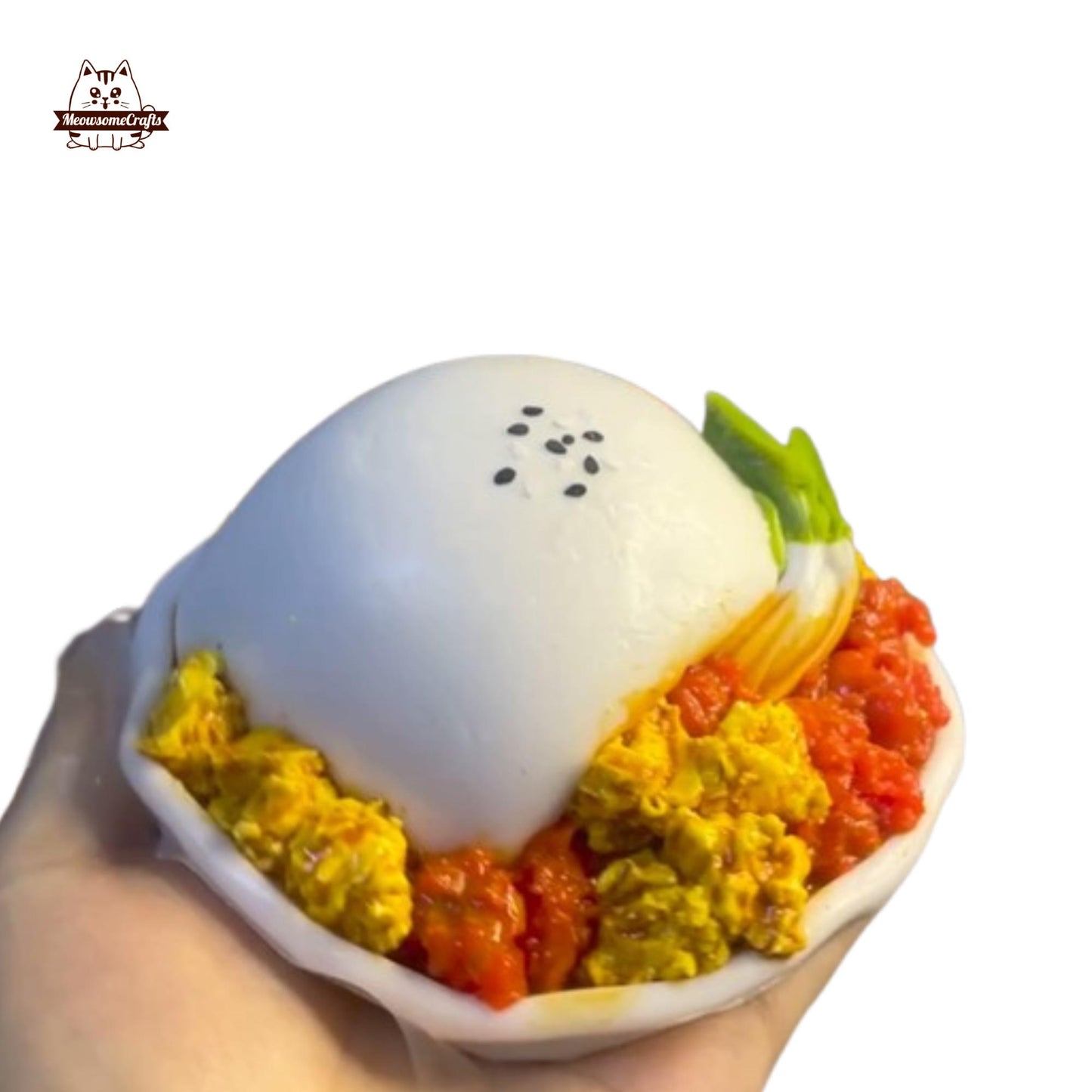 Scrambled Eggs with Steamed Buns Tomatoes Food Taba Squishy Squeezable Anxiety Stress Relief Sensory Fidget Toy
