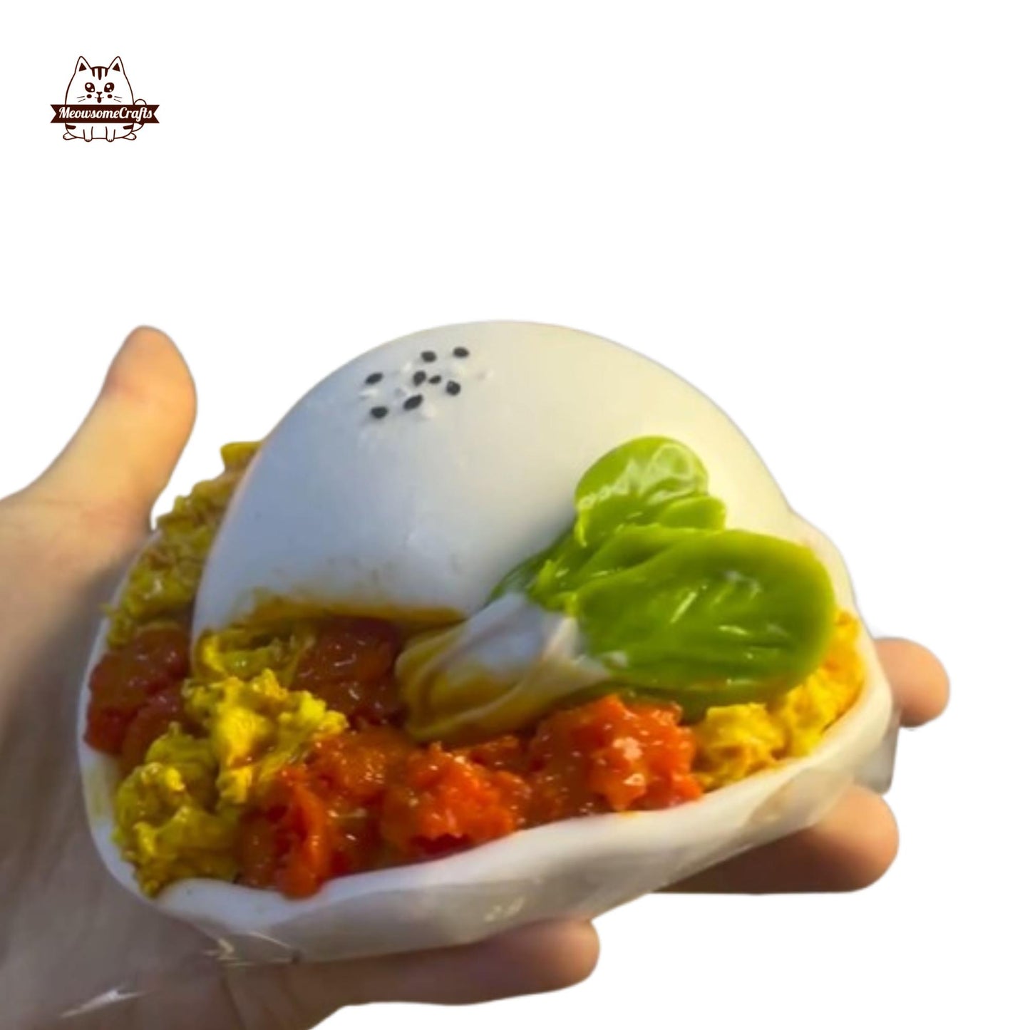 Scrambled Eggs with Steamed Buns Tomatoes Food Taba Squishy Squeezable Anxiety Stress Relief Sensory Fidget Toy