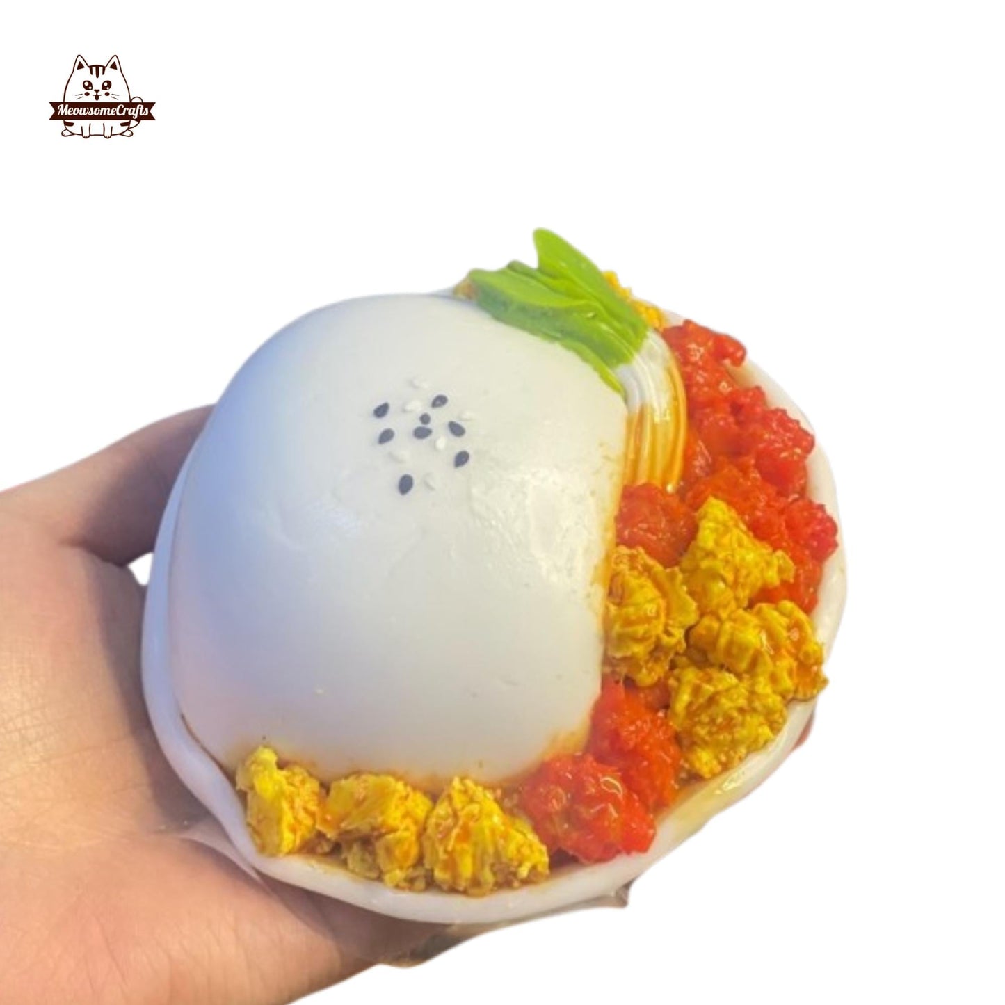 Scrambled Eggs with Steamed Buns Tomatoes Food Taba Squishy Squeezable Anxiety Stress Relief Sensory Fidget Toy