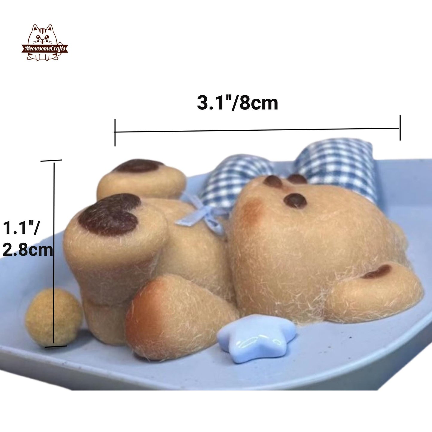 Furry Sitting Teddy Bear Heart Paws Handmade Squishy Fidget Toy