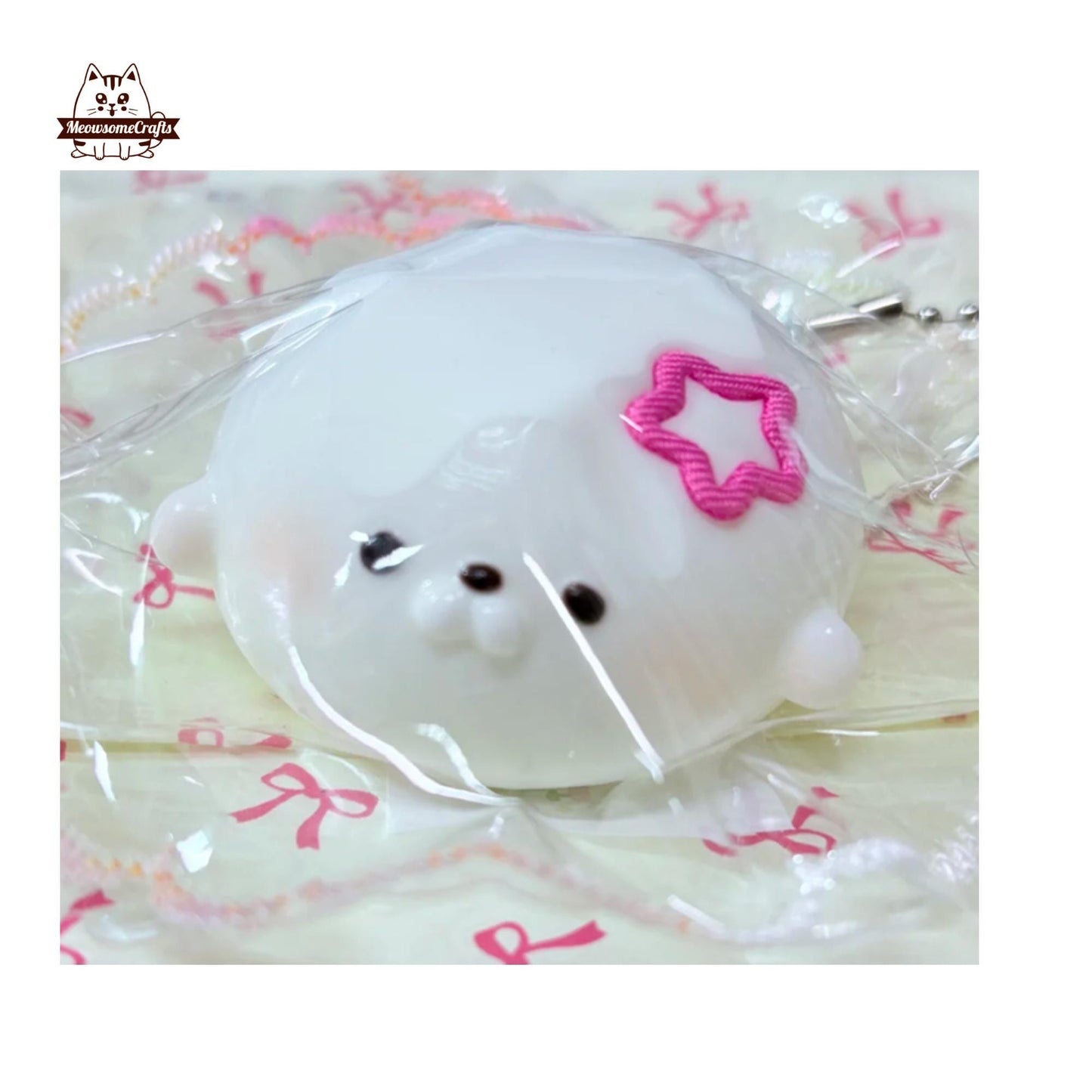 Furry Chubby Seal Handmade Squishy Fidget Toy - White