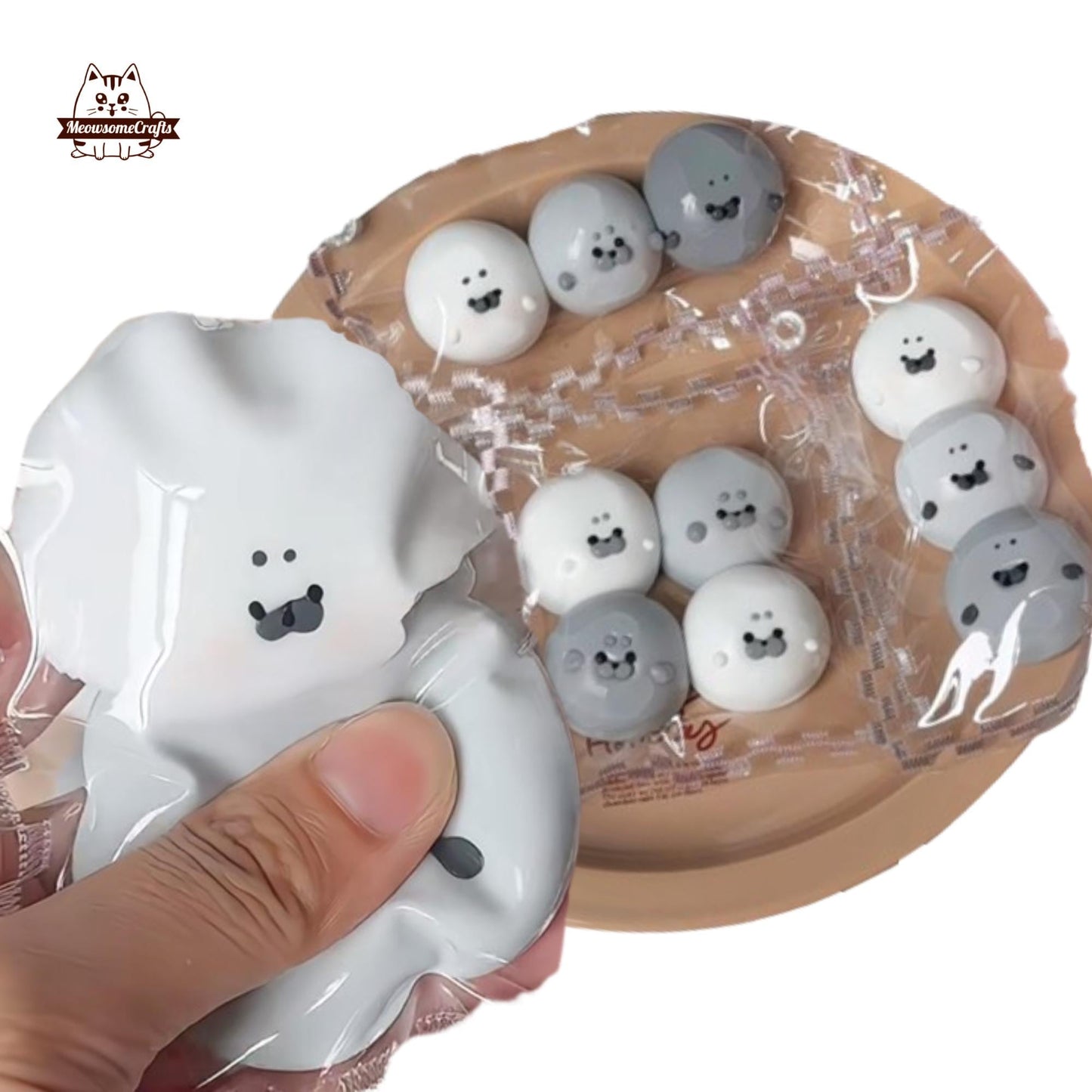 Chubby Round Seal Keychain Handmade Squishy Fidget Toy