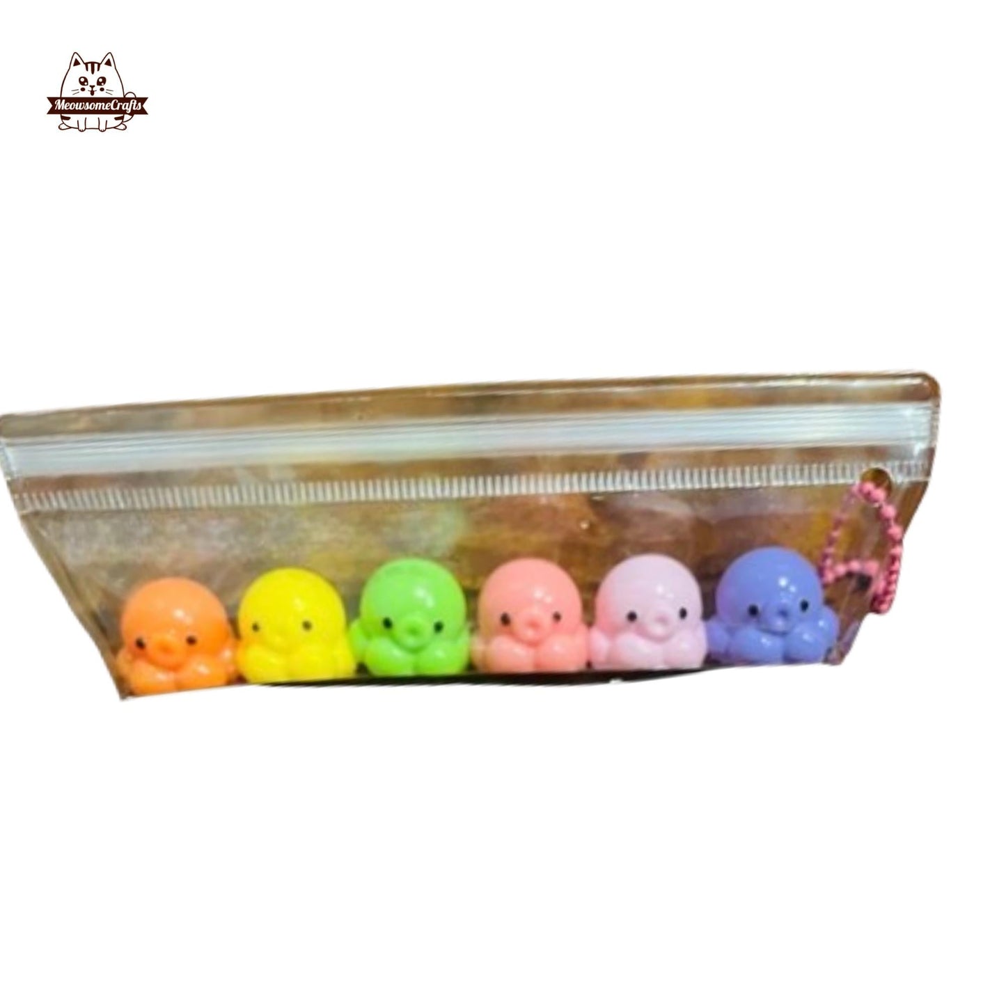 Mini Kawaii Octopus Pig Keychain Handmade Squishy Set Fidget Toy - B