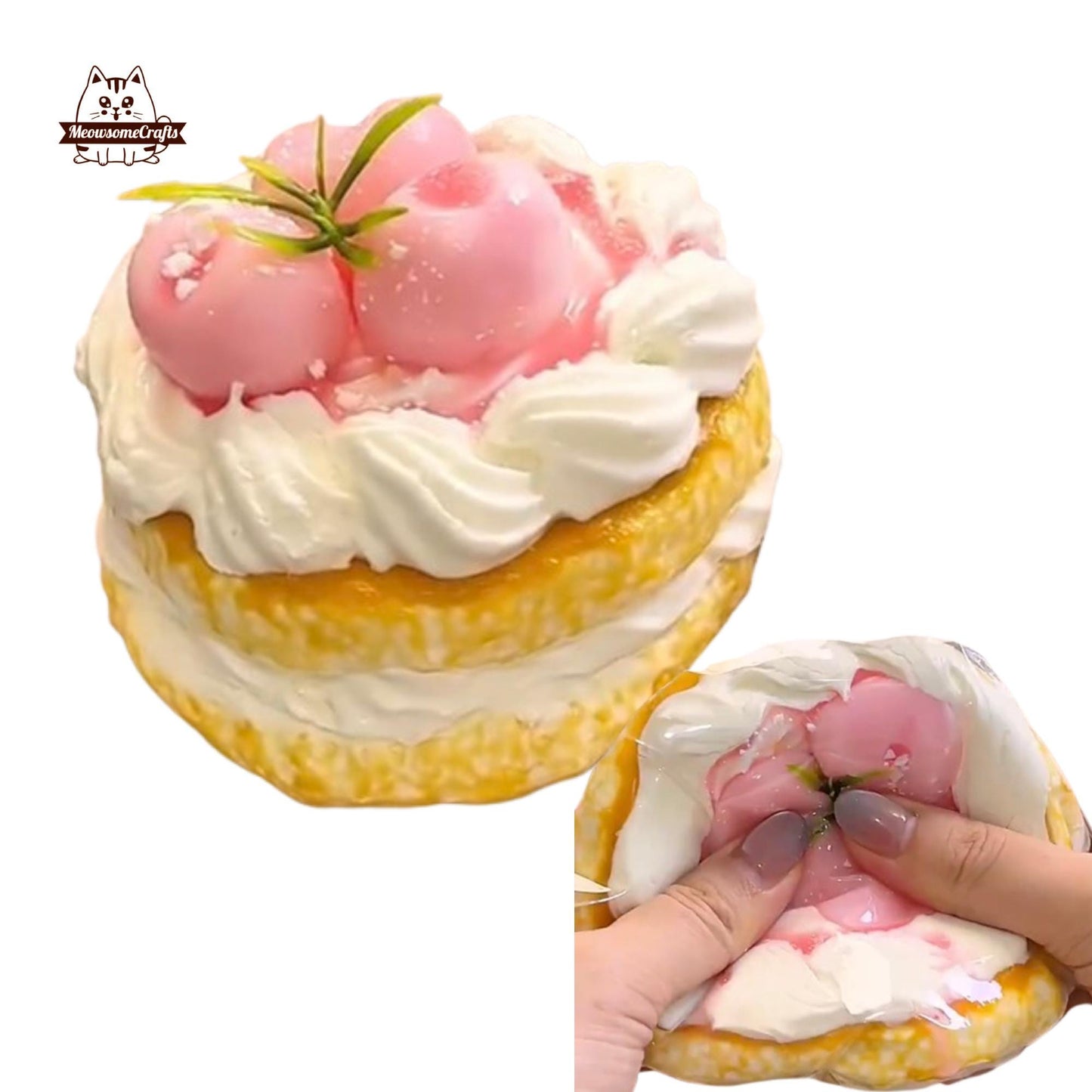 Handmade Cherries Cake Food Taba Squishy Squeezable Anxiety Stress Relief Sensory Fidget Toys