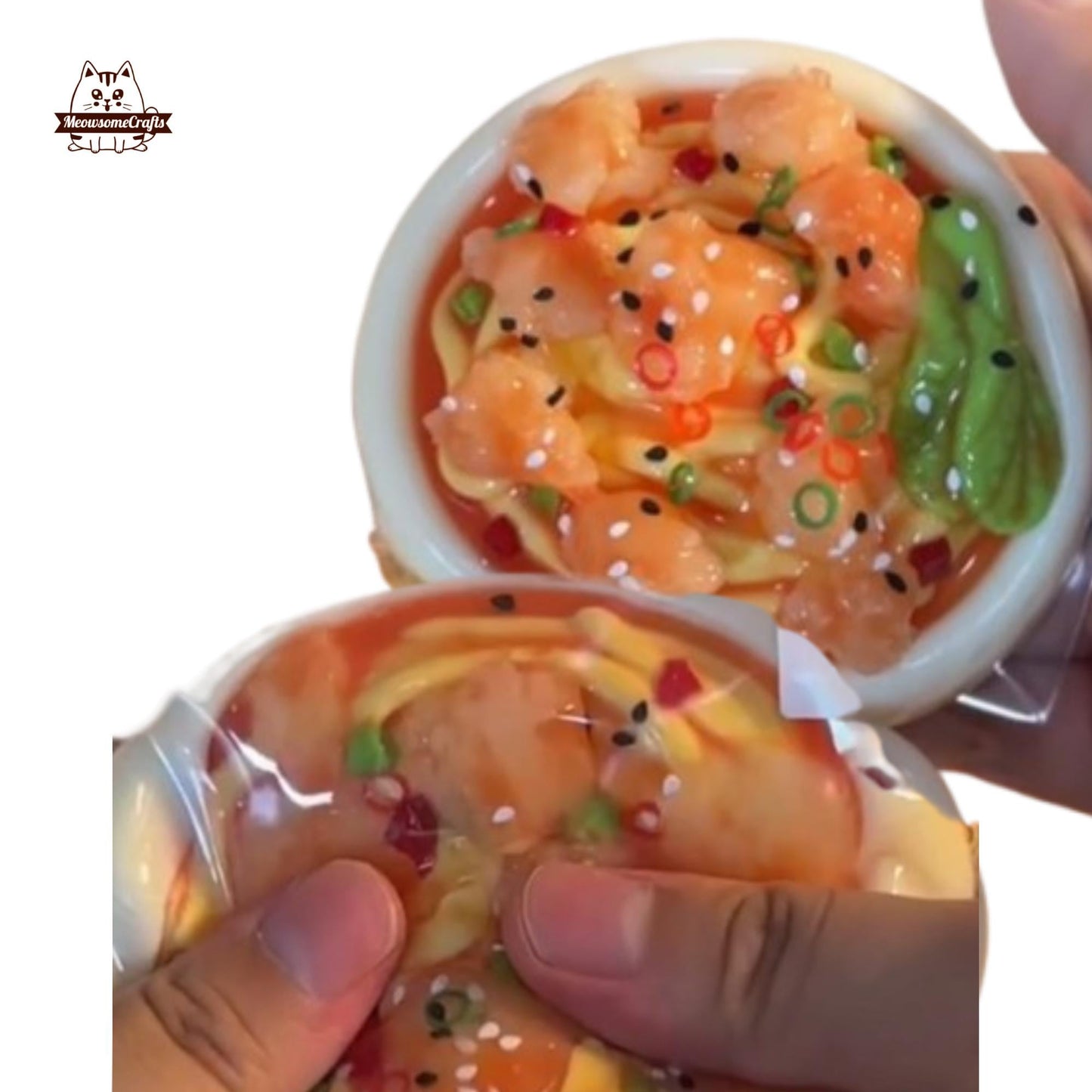 Handmade Tomato Garlic Shrimp Noodles Lobster Food Taba Squishy Squeezable Anxiety Stress Relief Sensory Fidget Toy