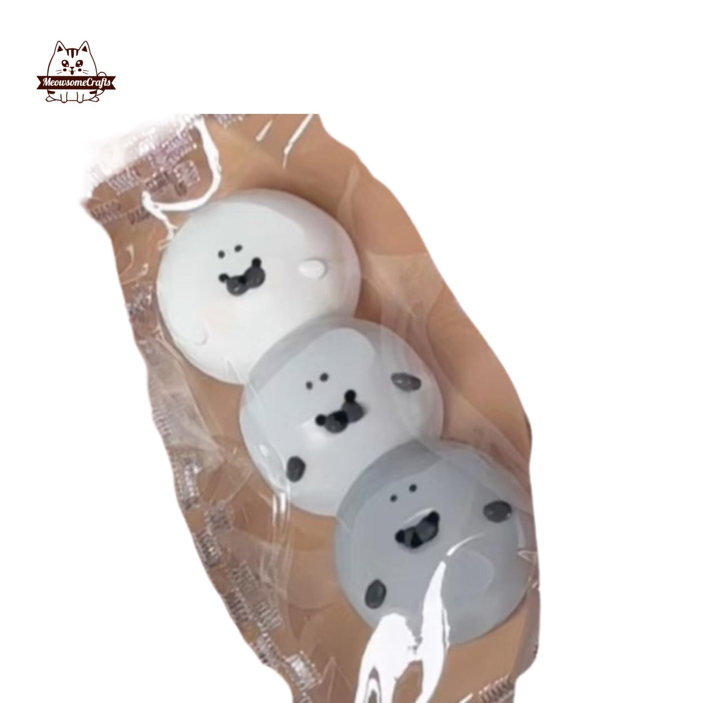 Chubby Round Seal Keychain Handmade Squishy Fidget Toy - B