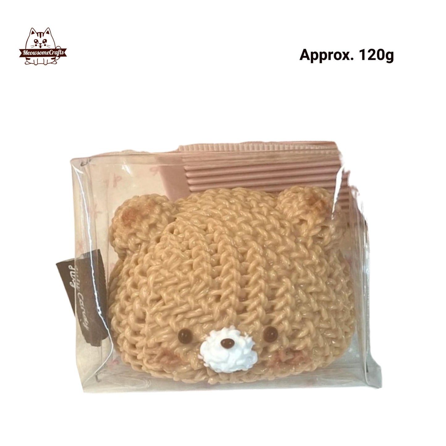 Furry Crochet Bunny Bear Pig Faces Handmade Squishy Fidget Toy - B