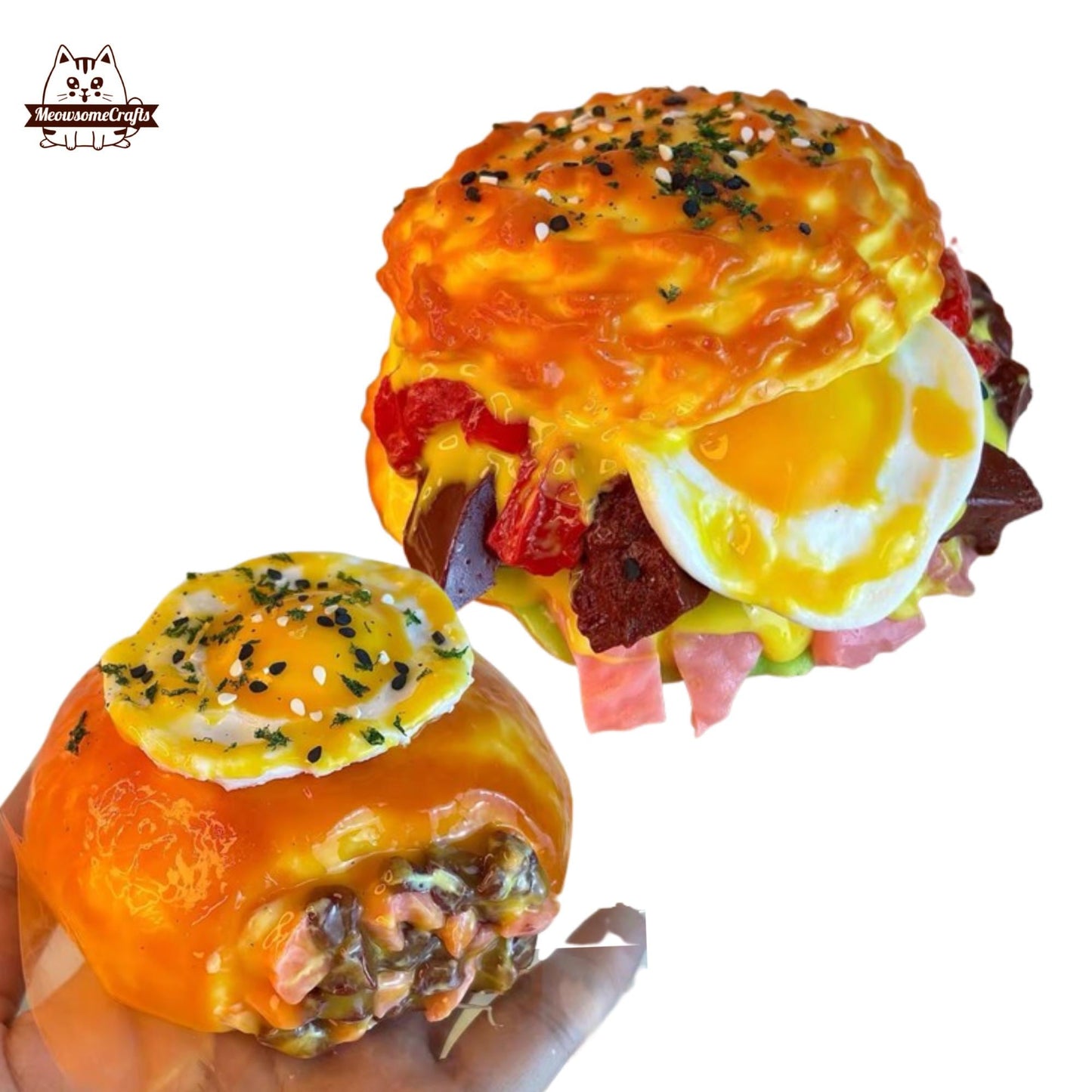 Big Cheese Hamburger Egg Taba Squishy Squeezable Anxiety Stress Relief Sensory Fidget Toys