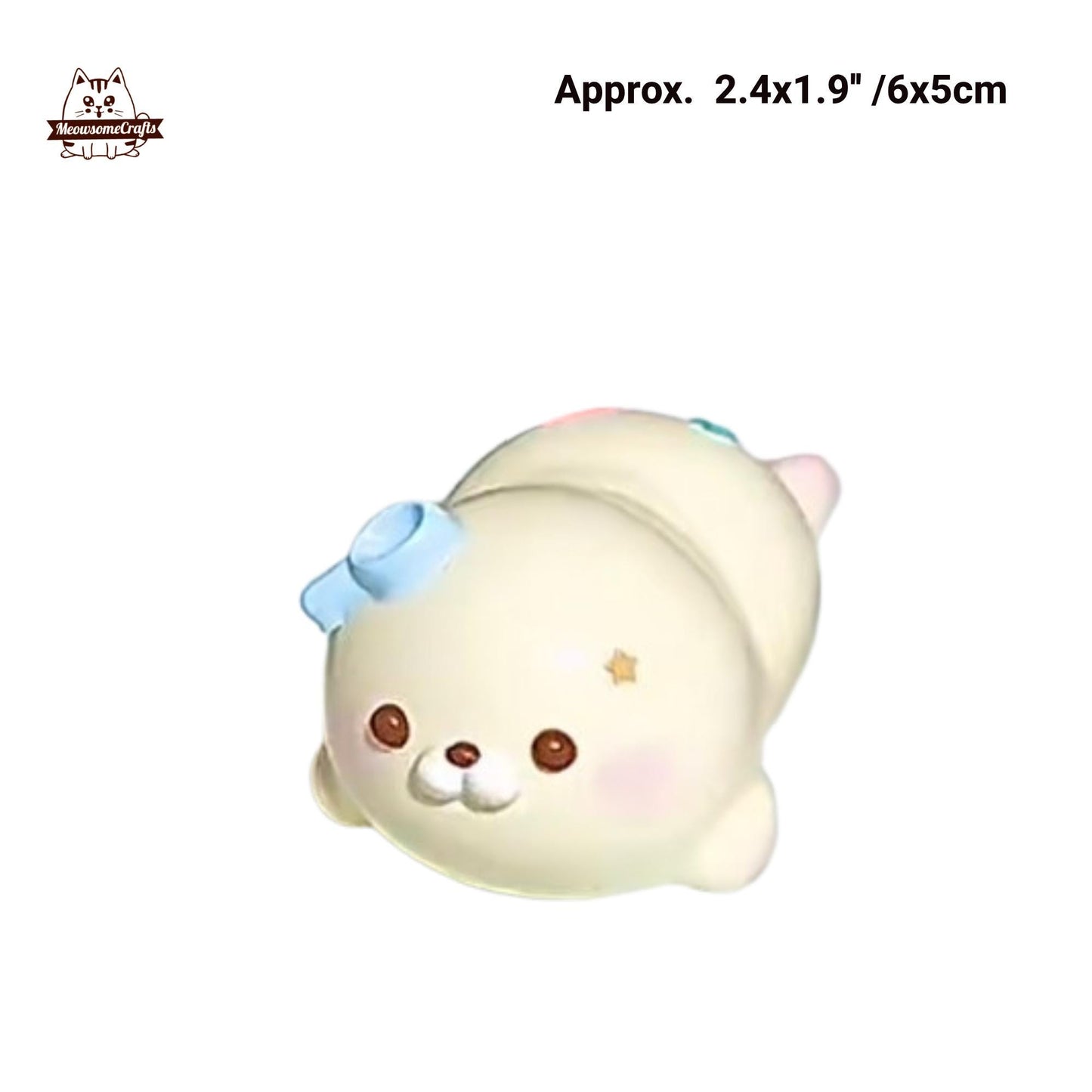 Chubby Seal With Party Hat Star Handmade Squishy Fidget Toy - B
