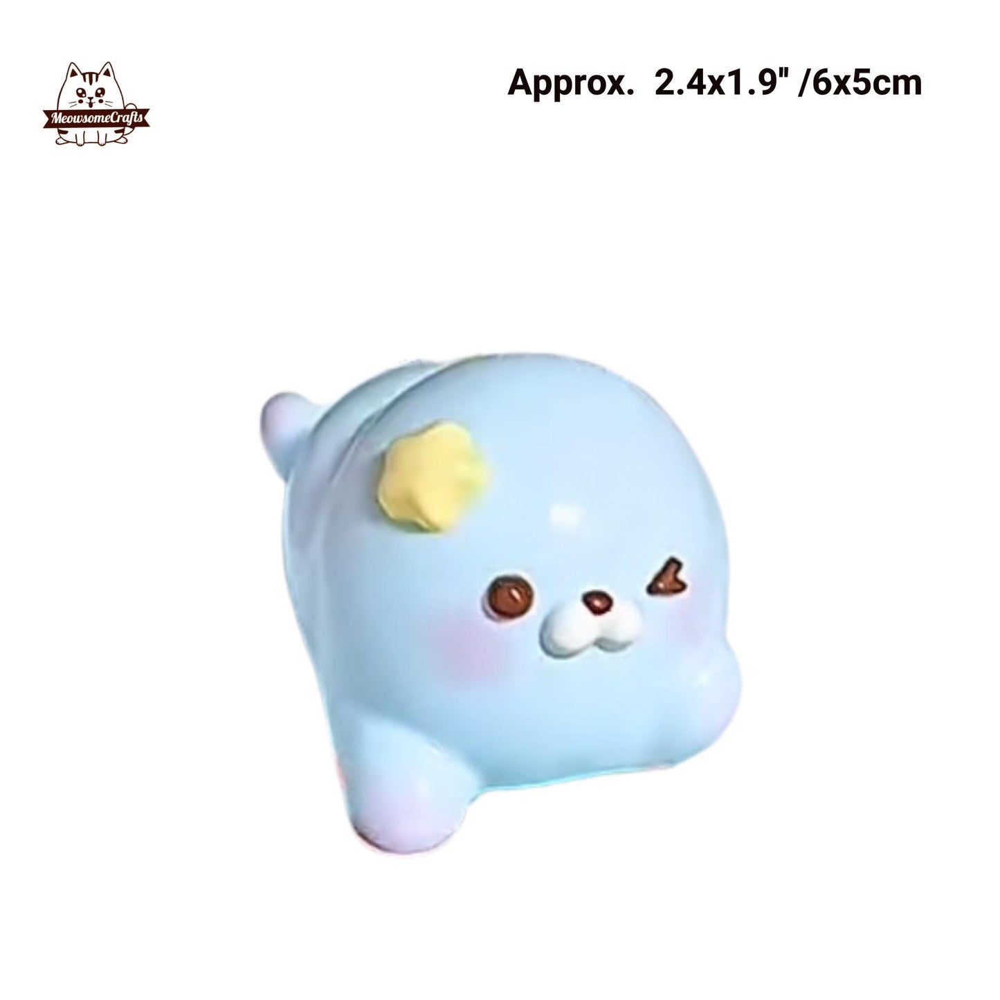 Chubby Seal With Party Hat Star Handmade Squishy Fidget Toy