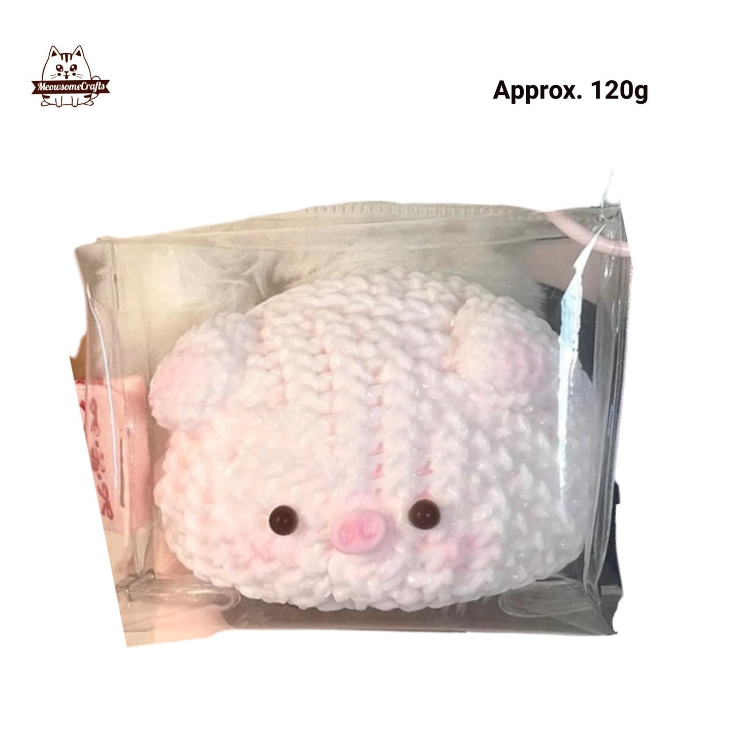 Furry Crochet Bunny Bear Pig Faces Handmade Squishy Fidget Toy