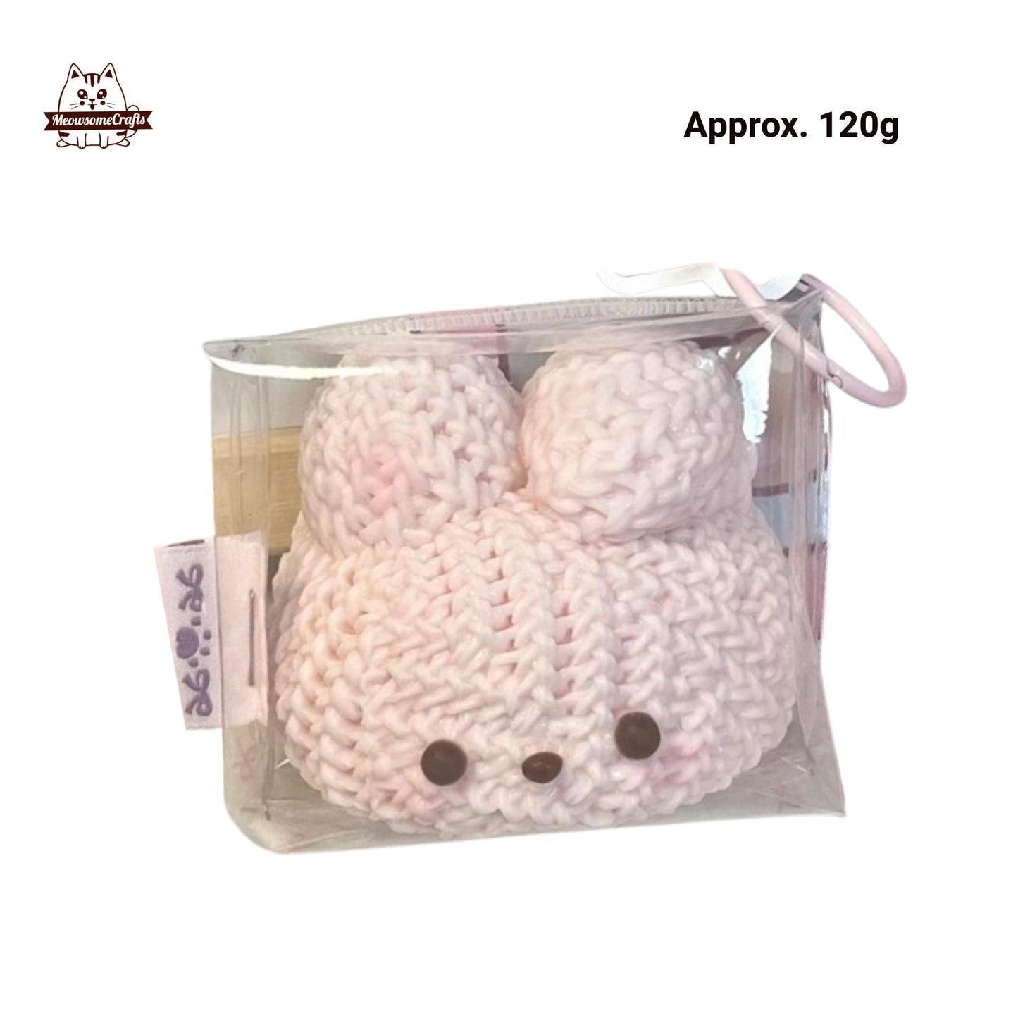 Furry Crochet Bunny Bear Pig Faces Handmade Squishy Fidget Toy - C