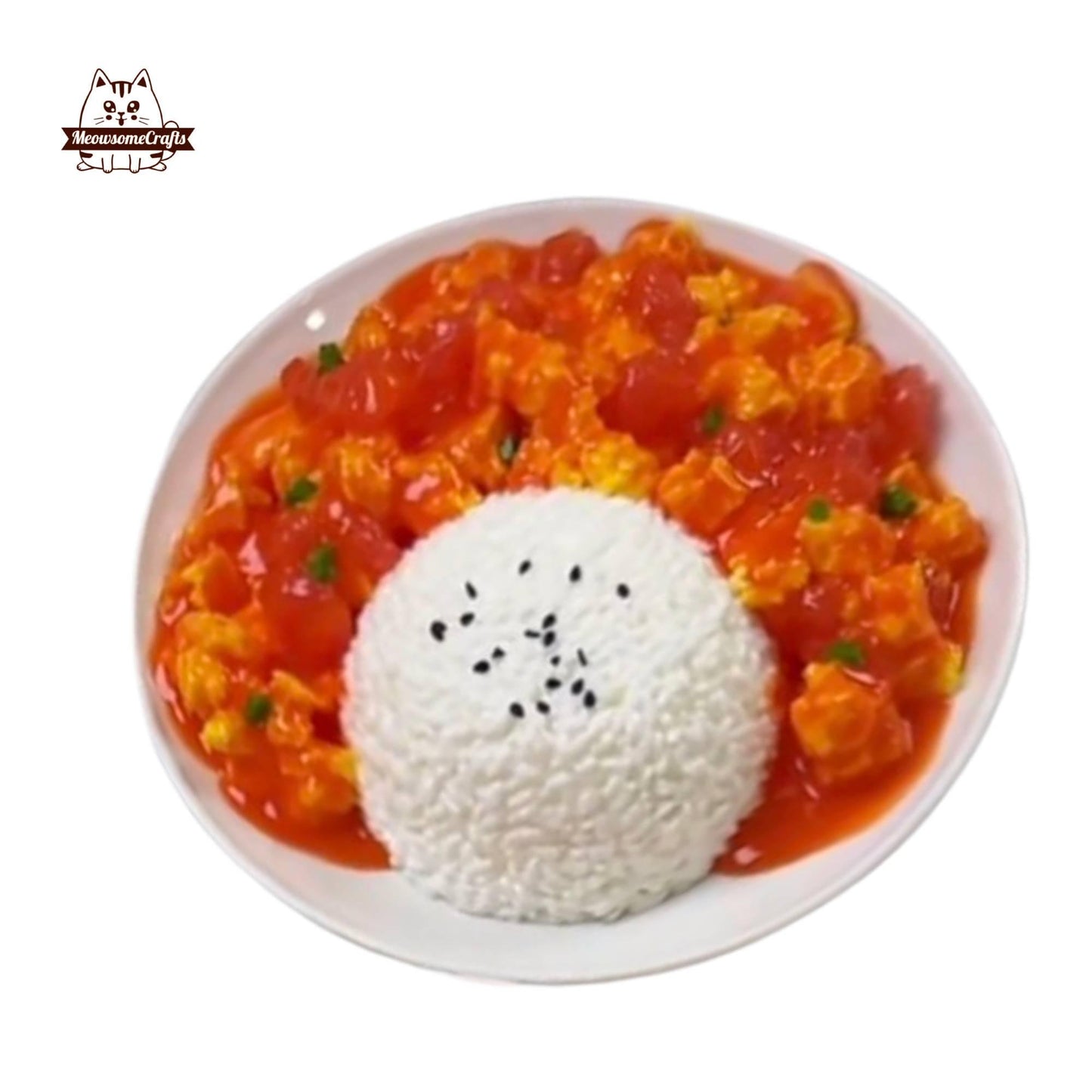 Scrambled Eggs With Tomatoes On Rice Food Handmade Squishy Fidget Toy