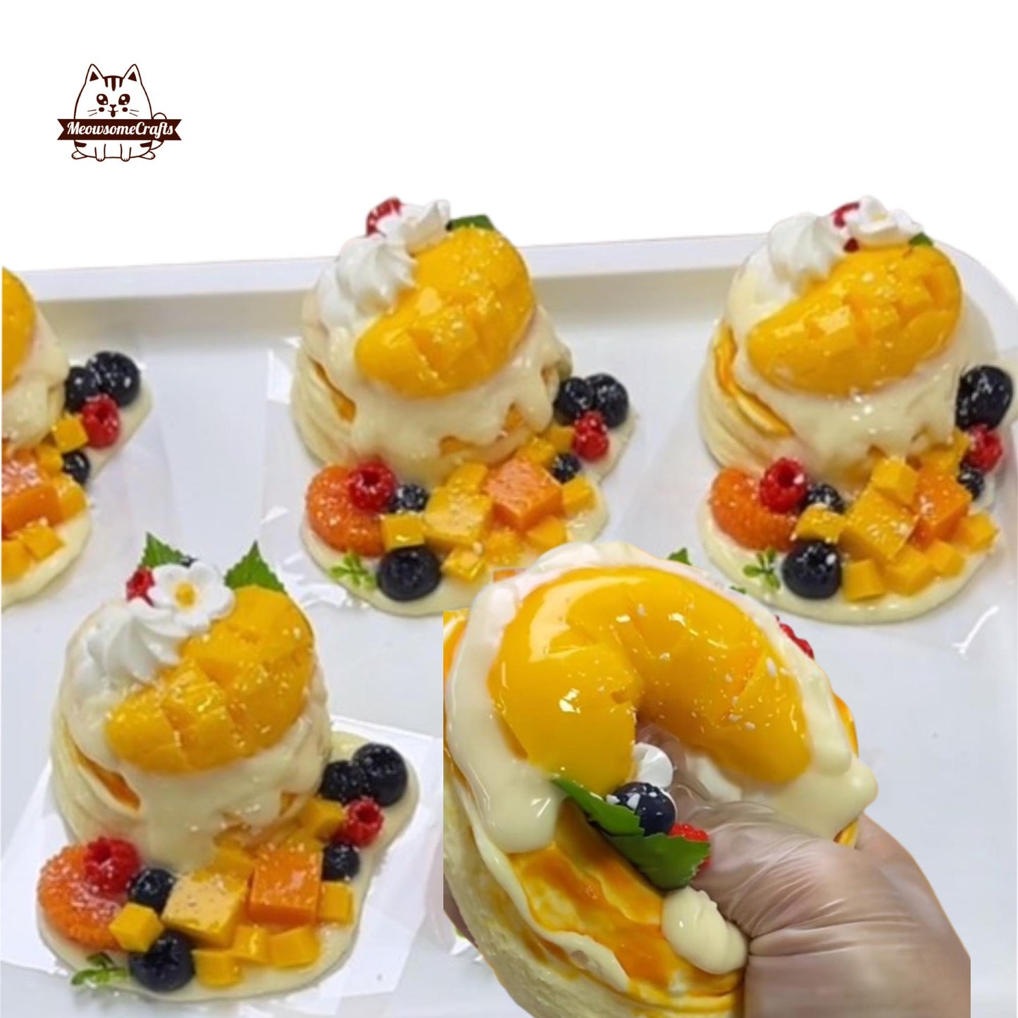 Mango Fruit Pancake Dessert Food Handmade Squishy Fidget Toy