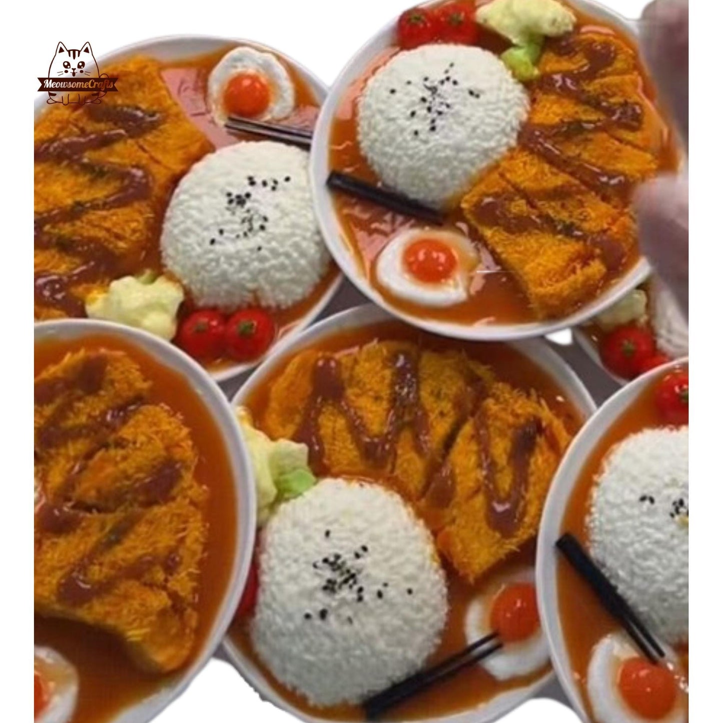 Fried Pork Egg Rice Food Handmade Squishy Fidget Toy