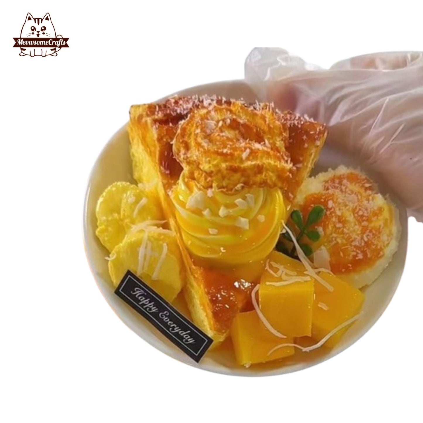 Mango Pie Thai Sweets Plate Dessert Food Handmade Squishy Fidget Toy