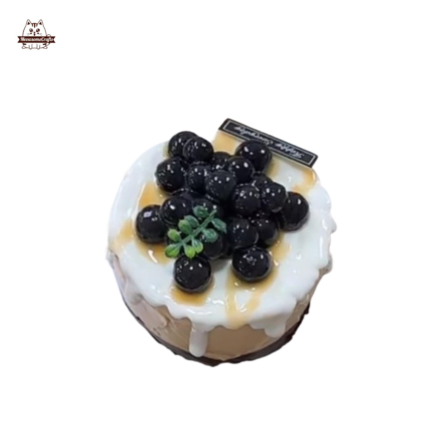 Boba Themed Blueberry Drizzle Cake Dessert Food Handmade Squishy Fidget Toy