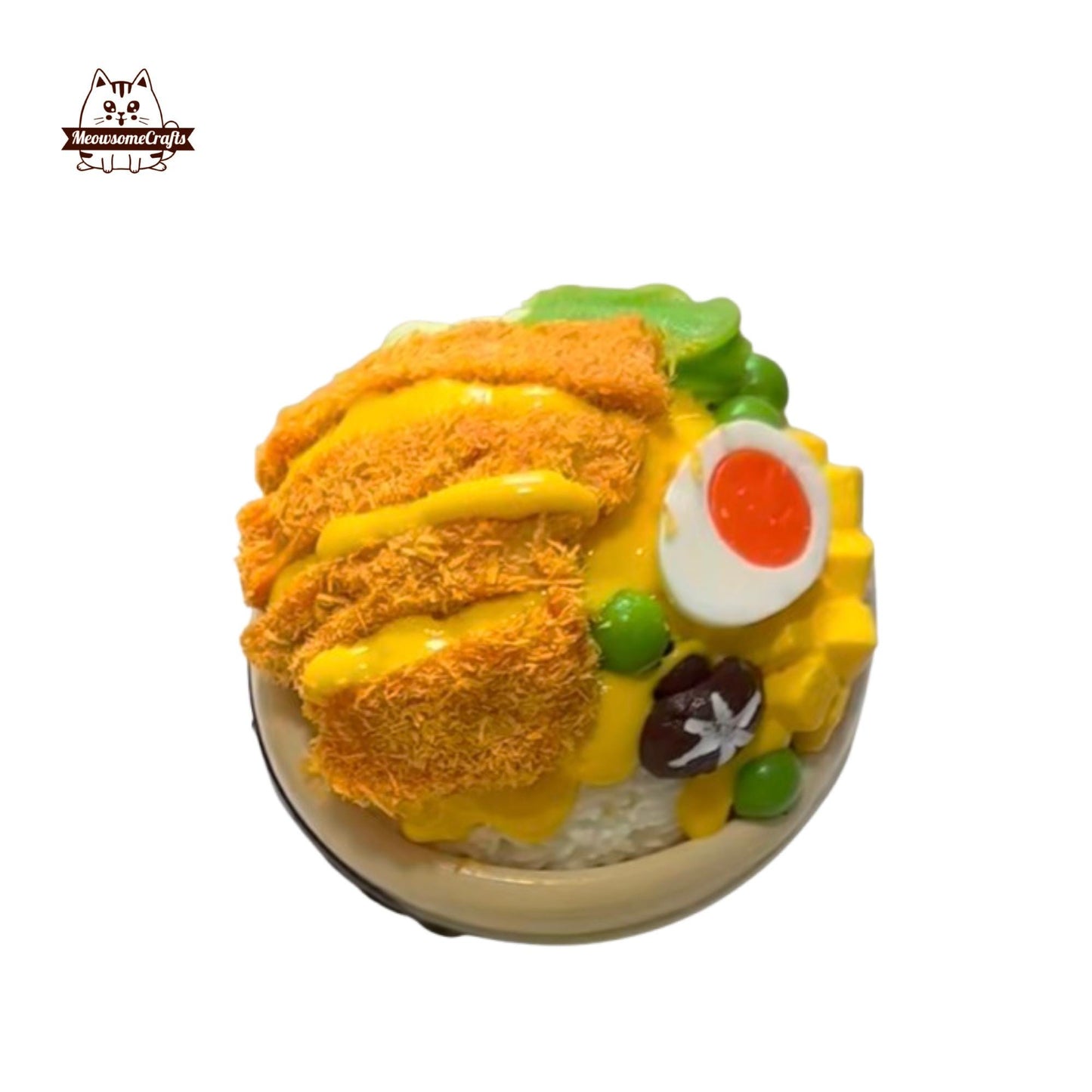 Chicken Katsu Rice Bowl Food Handmade Squishy Fidget Toy