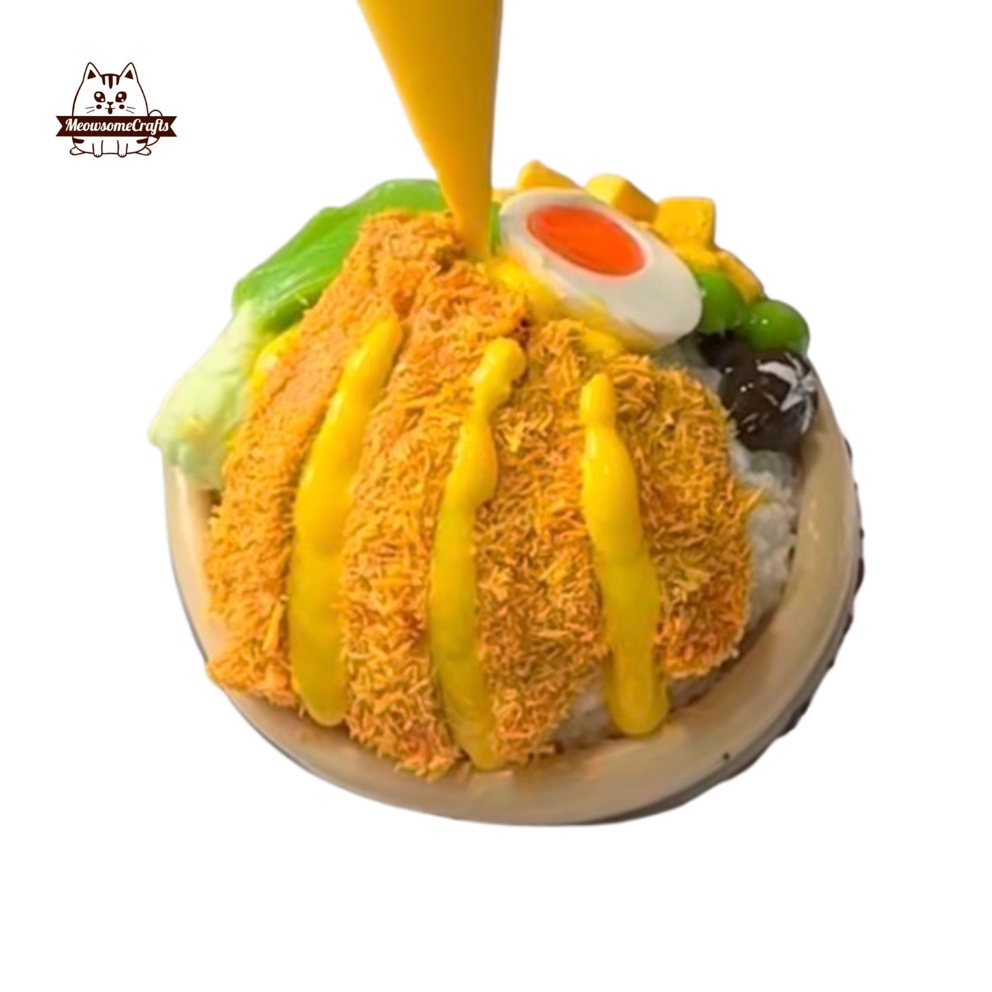 Chicken Katsu Rice Bowl Food Handmade Squishy Fidget Toy