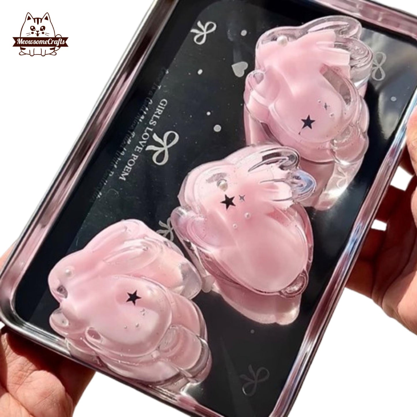 Pink Transparent Bunny Handmade Squishy Fidget Toy