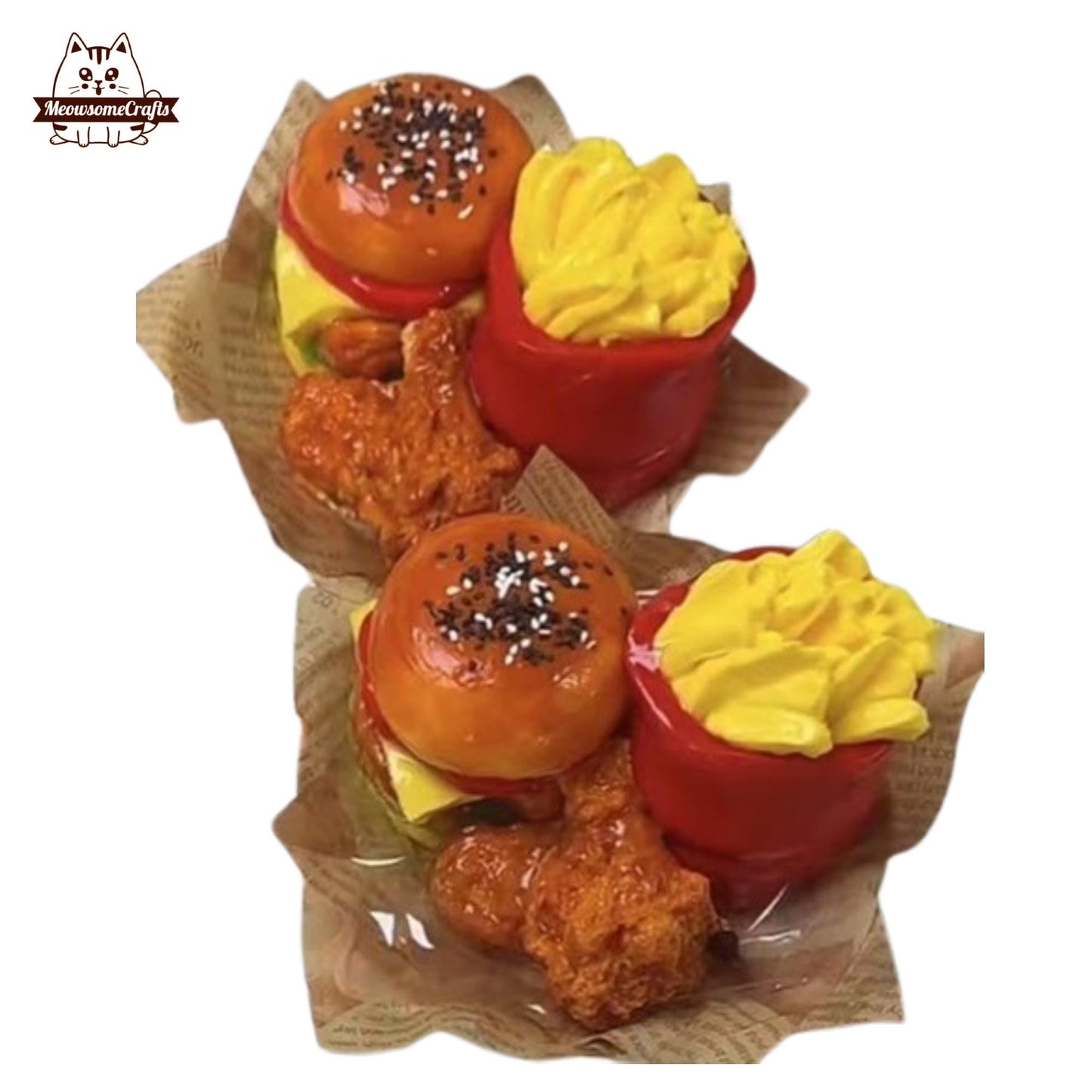 Burger Fries Chicken Combo Food Handmade Squishy Fidget Toy