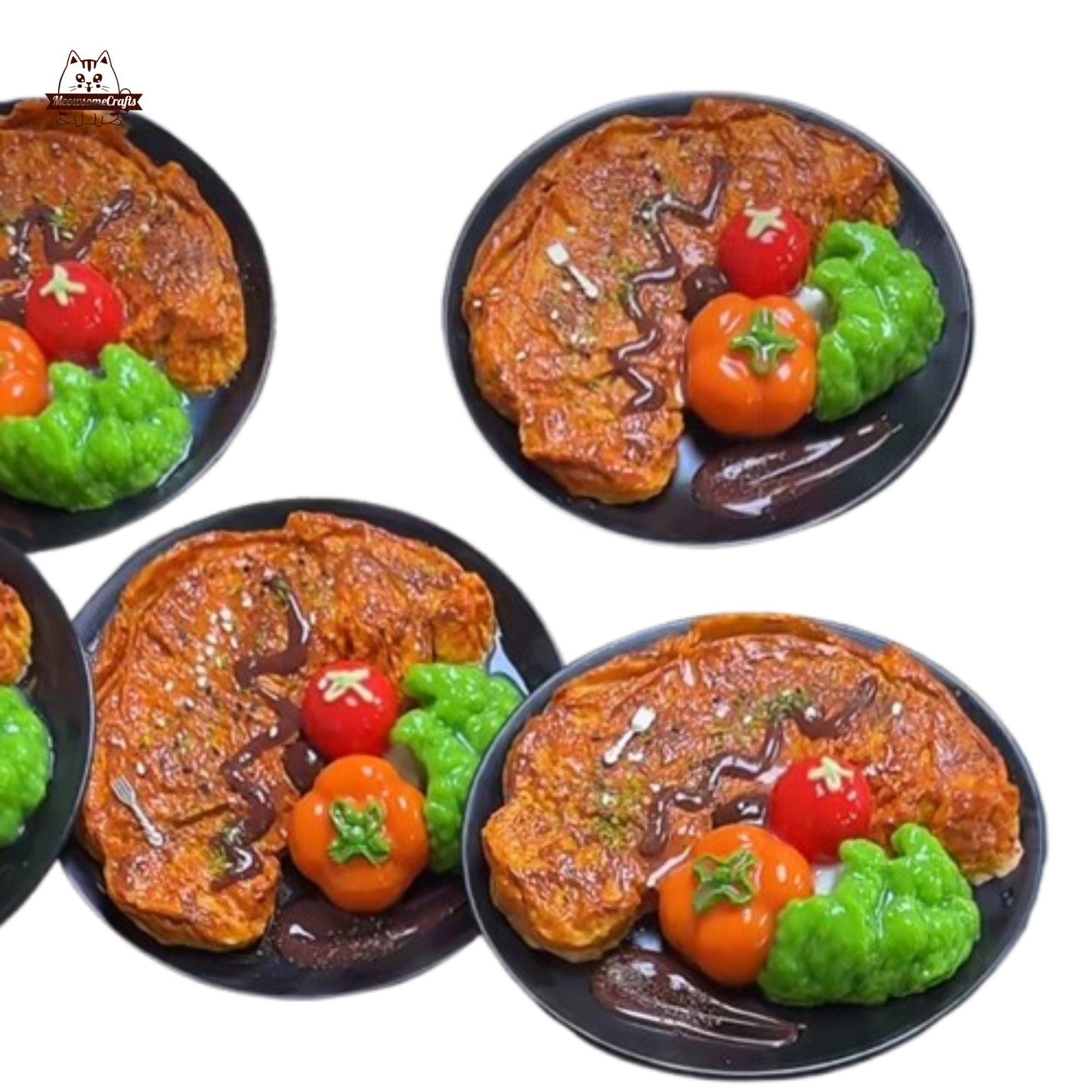 Realistic Steak Broccoli Tomato Plate Food Handmade Squishy Fidget Toy